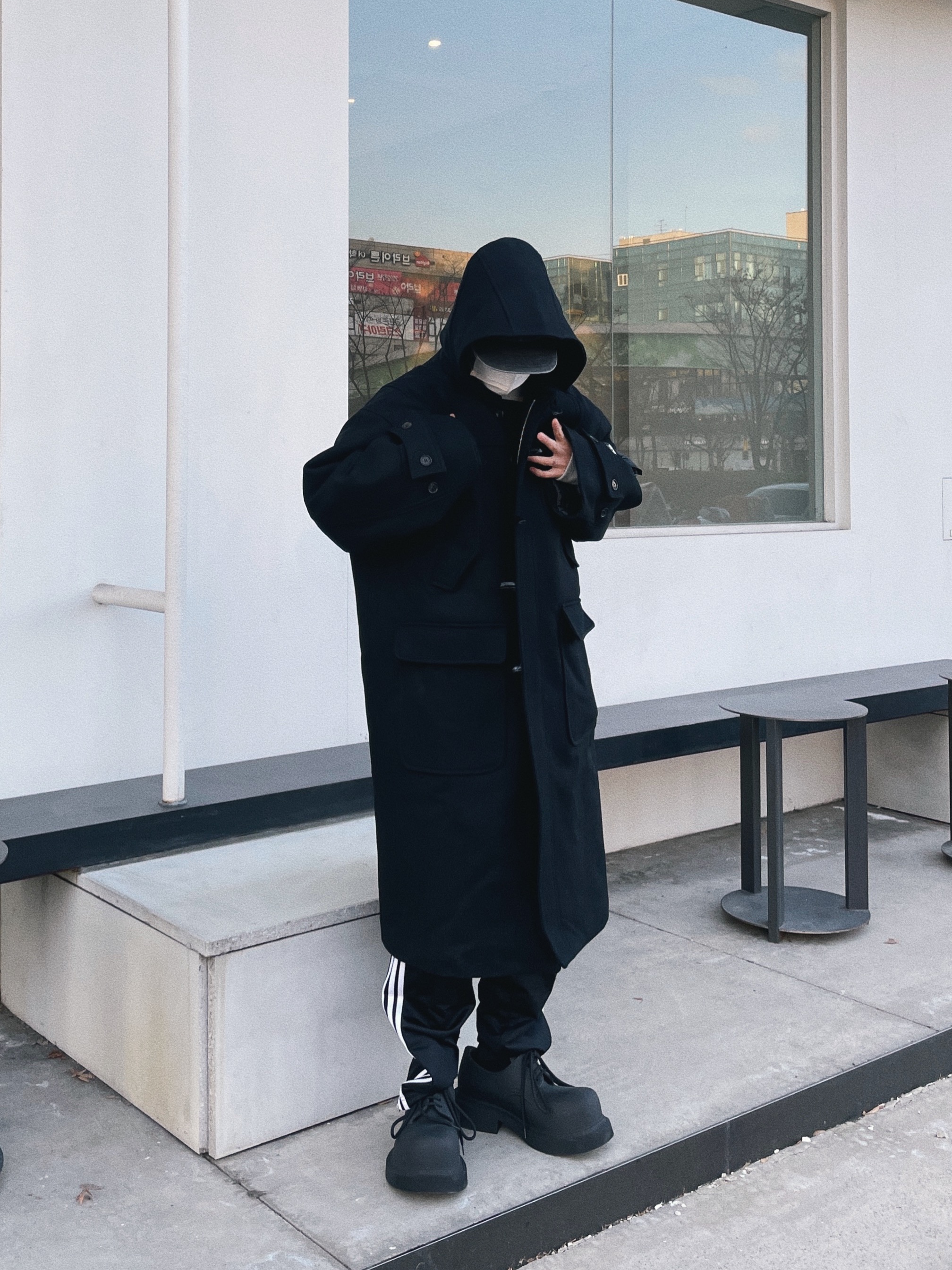 Balenciaga Steroid Derby Black, Supreme Box Logo Crewneck Heather Grey - 22FW 착용 스타일 - 2