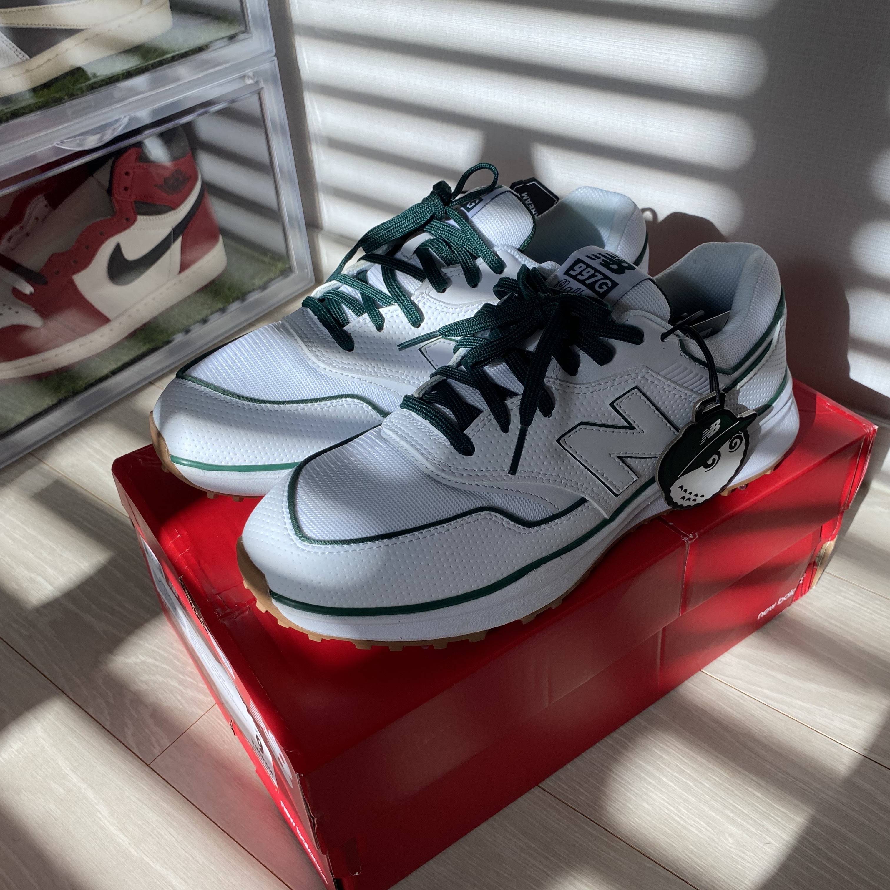 New Balance x Malbon 997 Golf White Green 착용 스타일