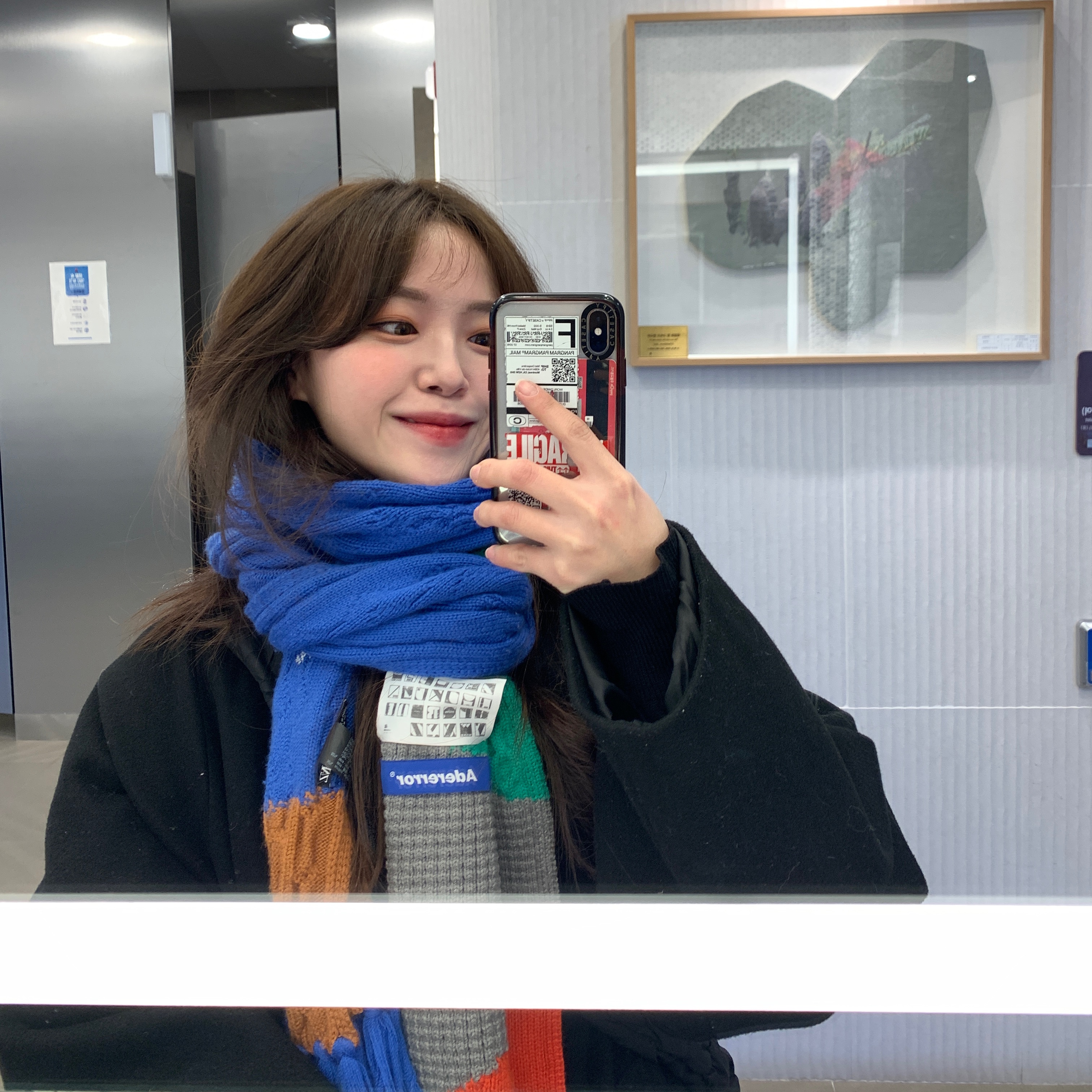 Ader Error x Zara Scarf Blue, Casetify iPhone PP-0008 Impact Case Clear Black 착용 스타일