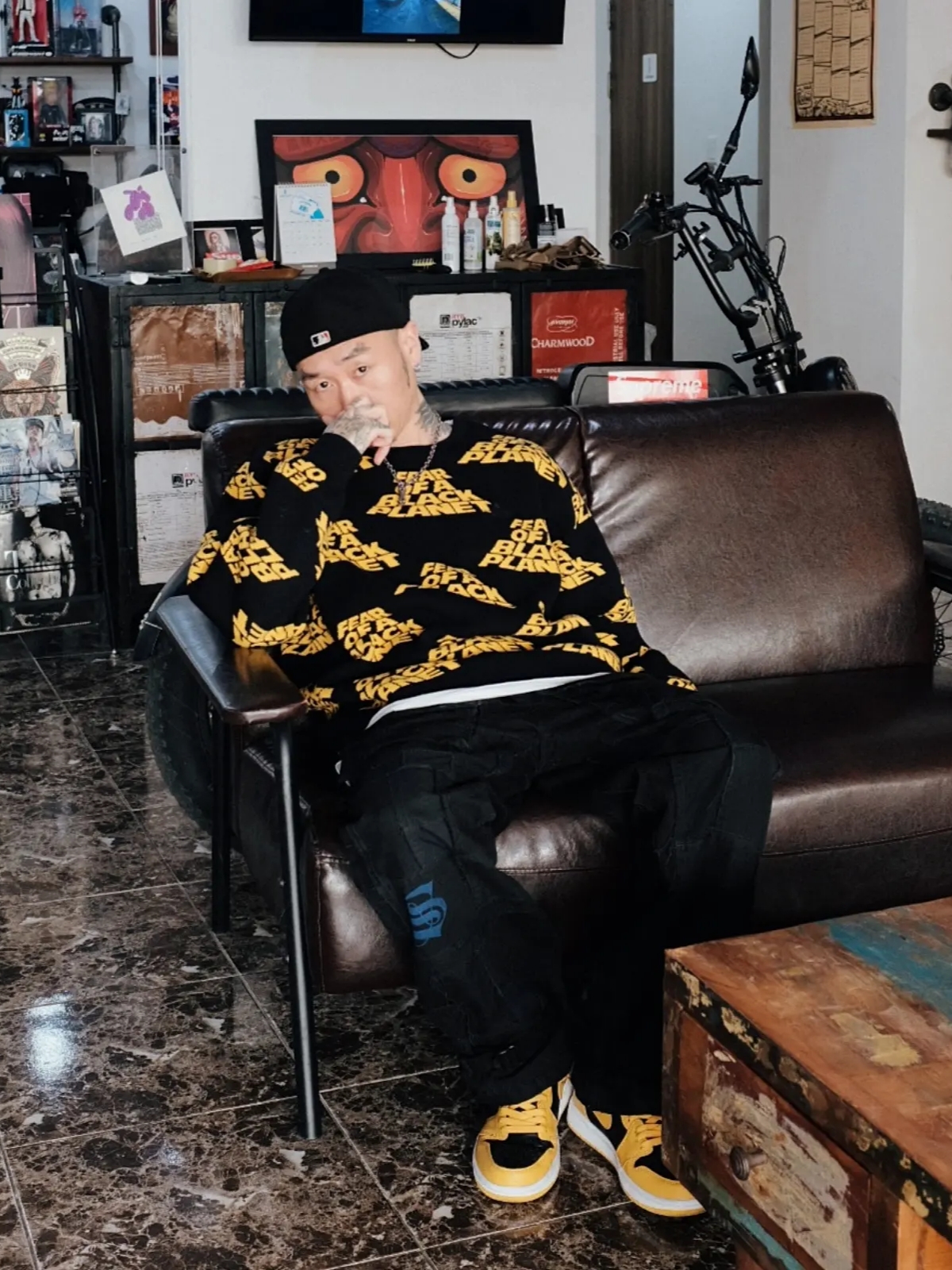 Supreme x Comme des Garcons Junya Watanabe Man Patchwork Cargo Pants Black - 21FW, Jordan 1 Retro High OG Pollen 착용 스타일 - 1
