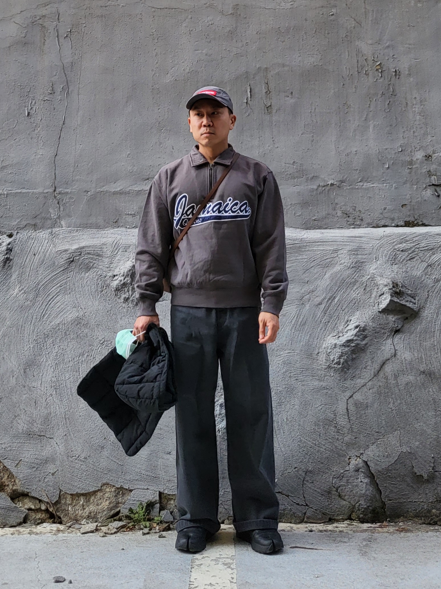Supreme Military Camp Cap Grey - 21SS, Stussy x Denim Tears Half Zip Fleece Charcoal 착용 스타일 - 1