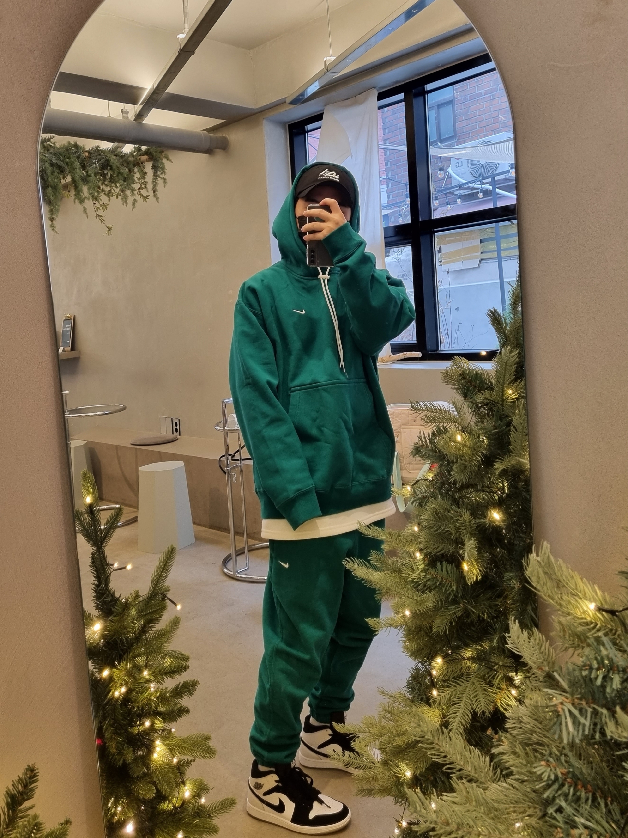 Nike NRG Solo Swoosh Fleece Hoodie Mystic Green - Asia, Nike NRG Solo Swoosh Fleece Pants Mystic Green - Asia 착용 스타일