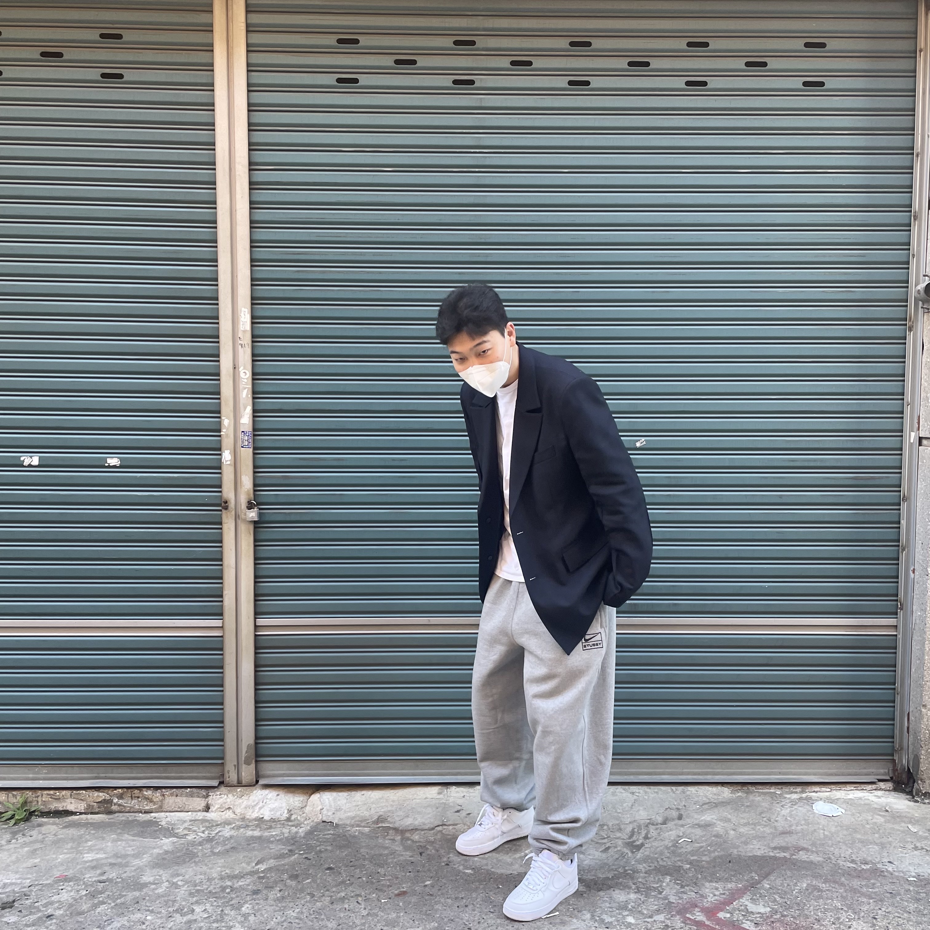 Nike x Stussy NRG RA Fleece Pants Dark Grey Heather (DJ9490-063) 착용 스타일 - 2