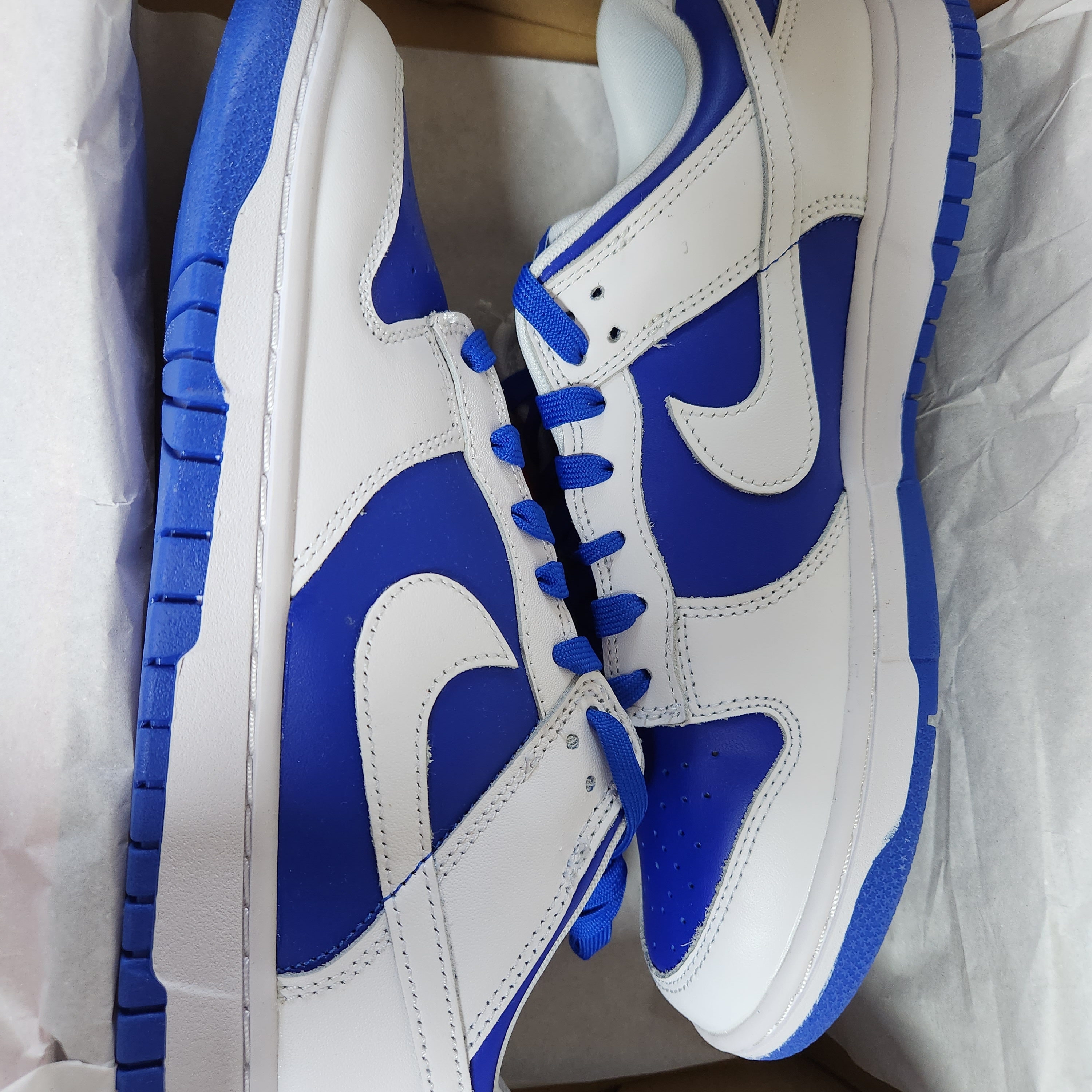 Nike Dunk Low Retro Racer Blue and White 착용 스타일 - 1
