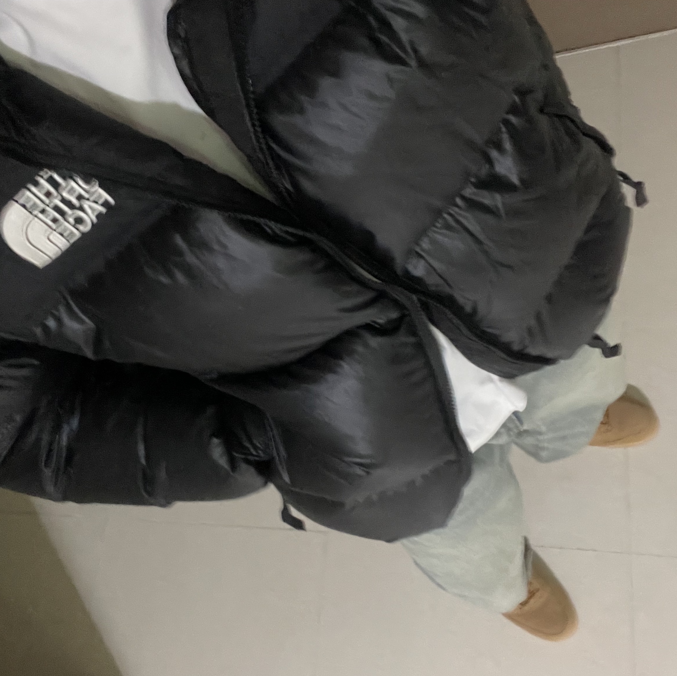 The North Face Nuptse Hybrid Down Ball Jacket Black 착용 스타일