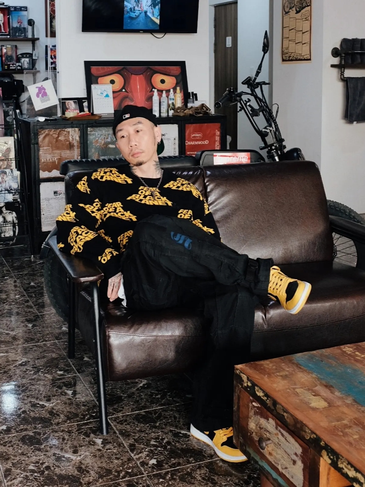 Supreme x Comme des Garcons Junya Watanabe Man Patchwork Cargo Pants Black - 21FW, Jordan 1 Retro High OG Pollen 착용 스타일 - 2