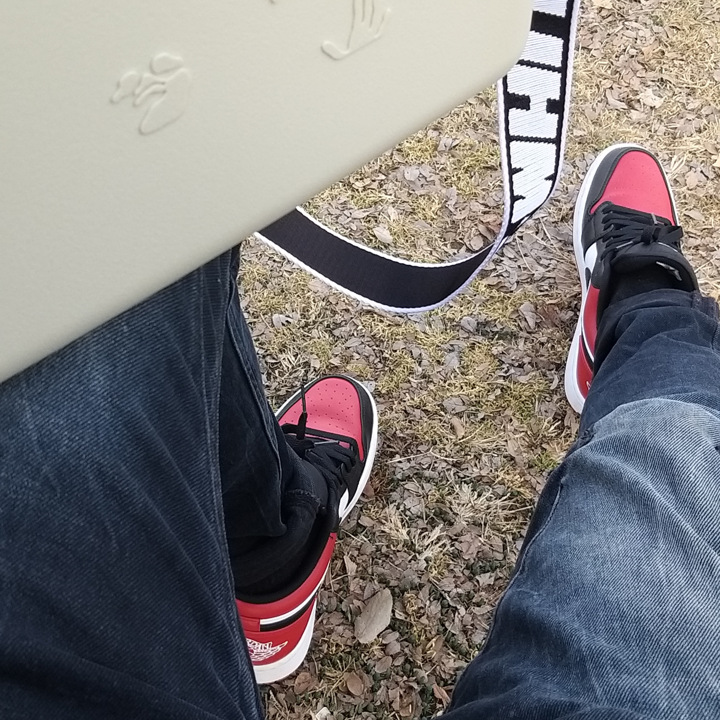 Off-White x Amore Pacific Protection Box (Without Cosmetics), Jordan 1 Low Bred Toe 착용 스타일