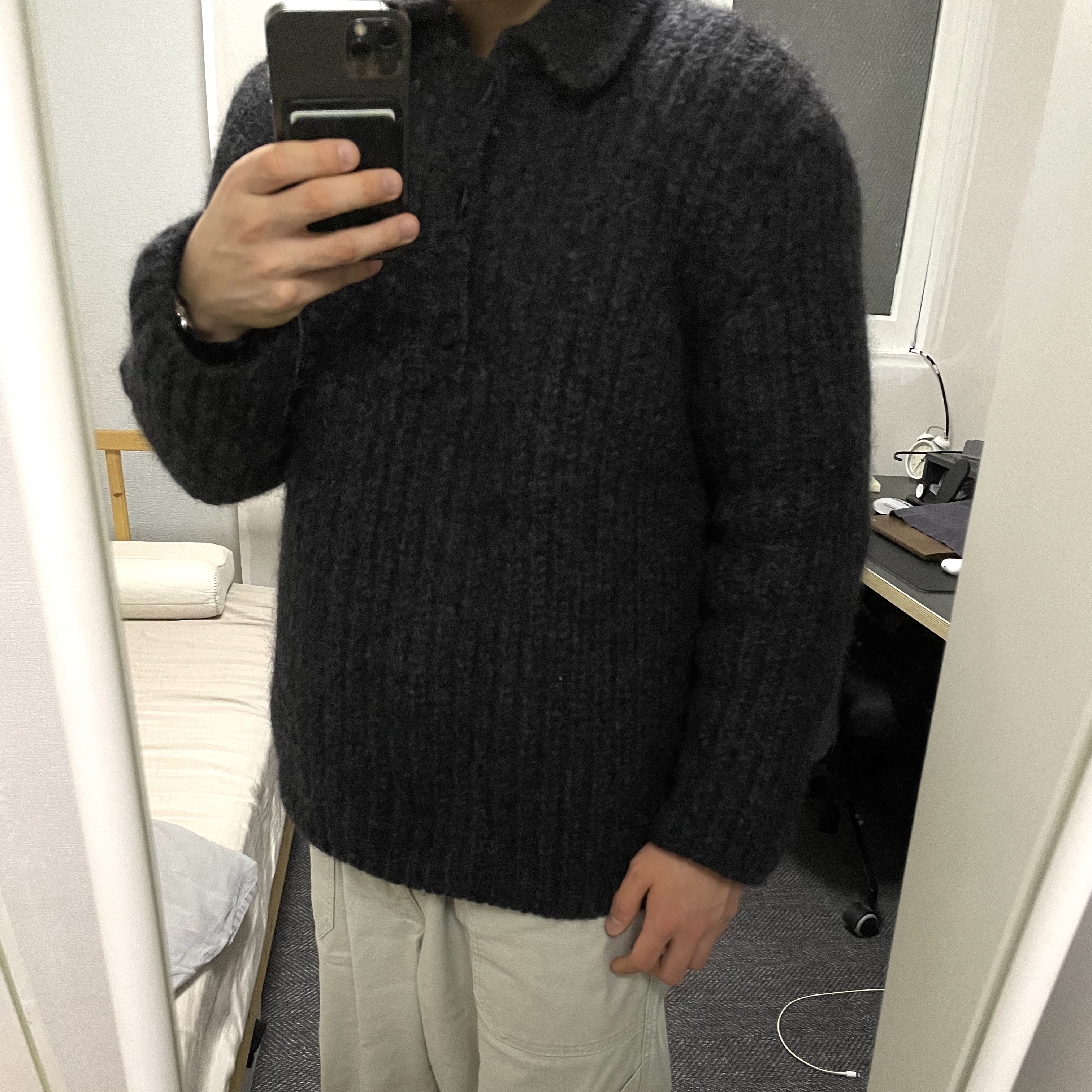 Our Legacy Big Piquet Chunky Wool Wolf Grey 착용 스타일
