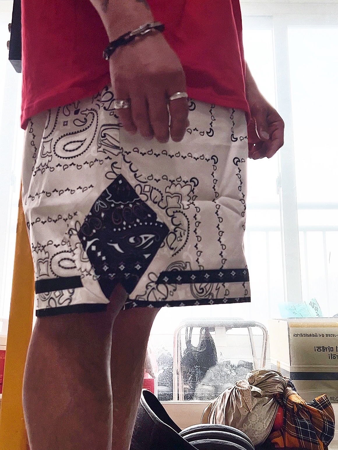 Supreme x The North Face Bandana T-Shirt Red - 22SS, Louis Vuitton Monogram Chain Bracelet Silver Black 착용 스타일 - 4