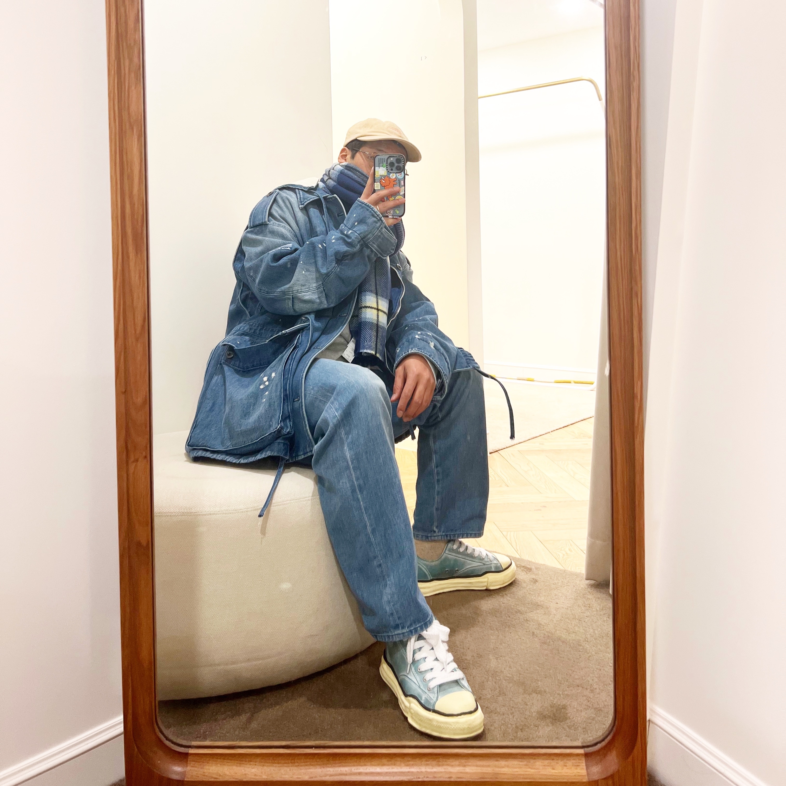 Maison Mihara Yasuhiro Peterson OG Sole Paraffin Leather Low-top Sneakers Dark Green 착용 스타일