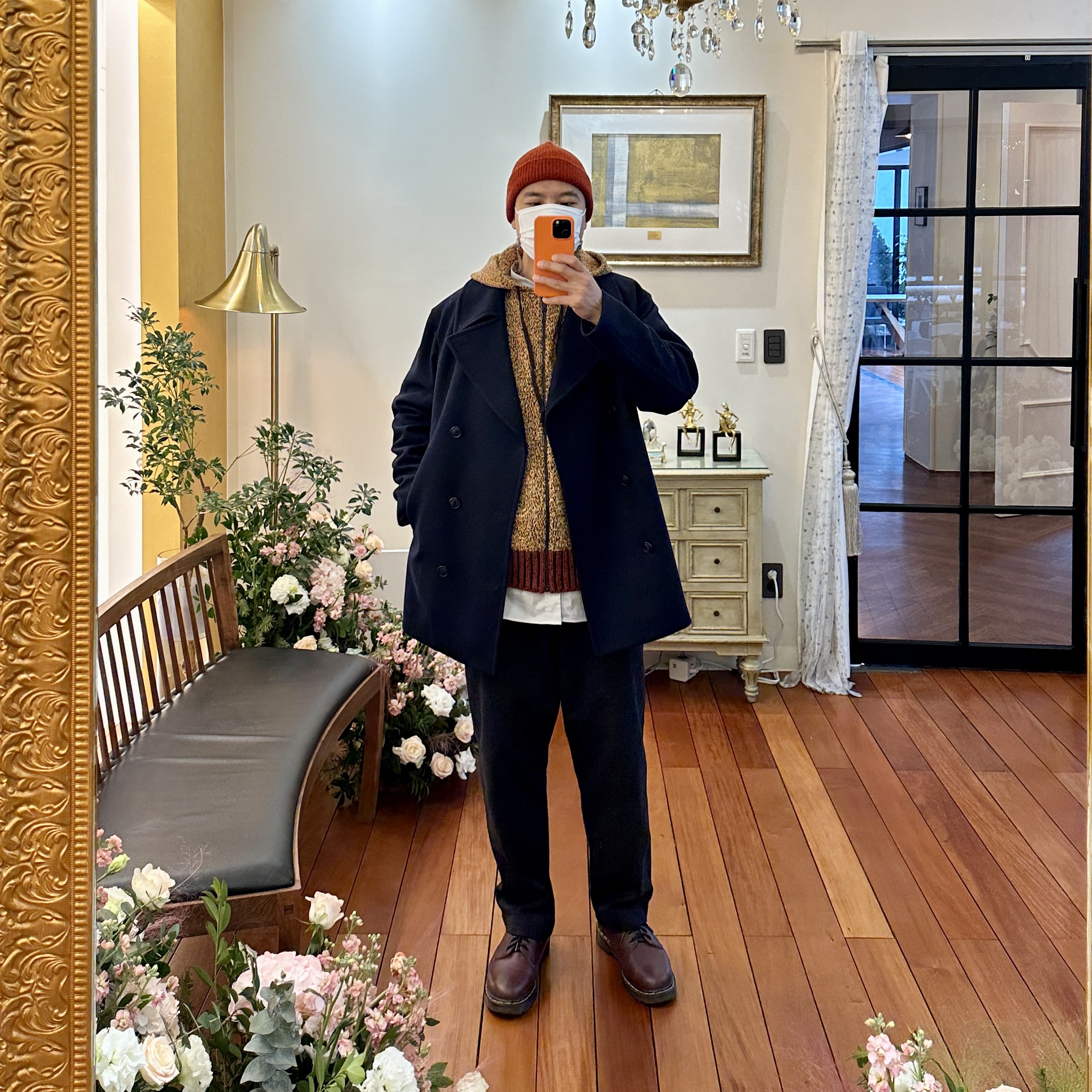 Uniqlo +J Wool Blend OverSized Peacoat Navy, Apple iPhone 14 Pro 1TB Deep Purple (Korean Ver.) 착용 스타일 - 2
