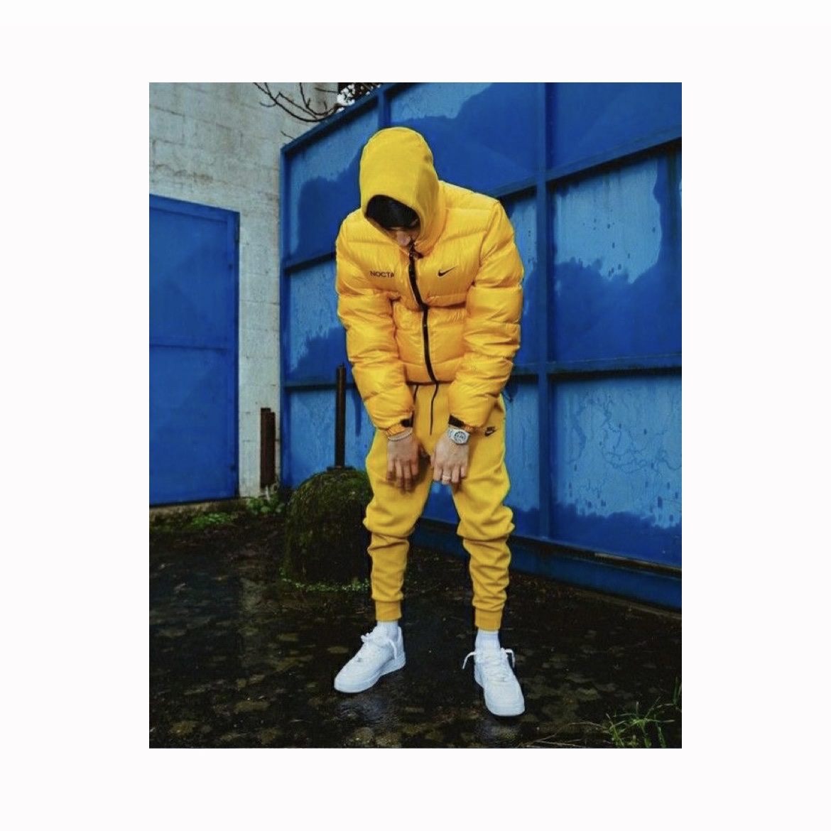 Nike x Drake Nocta Puffer Jacket University Gold - US/EU 착용 스타일 - 4