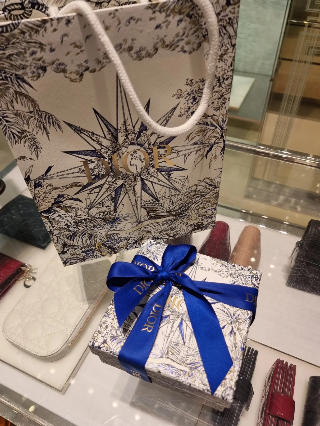 Dior Saddle Lotus Wallet Blue Dior Oblique Jacquard, Lemaire Croissant Coin Purse Soft Nappa Leather Black 착용 스타일 - 3
