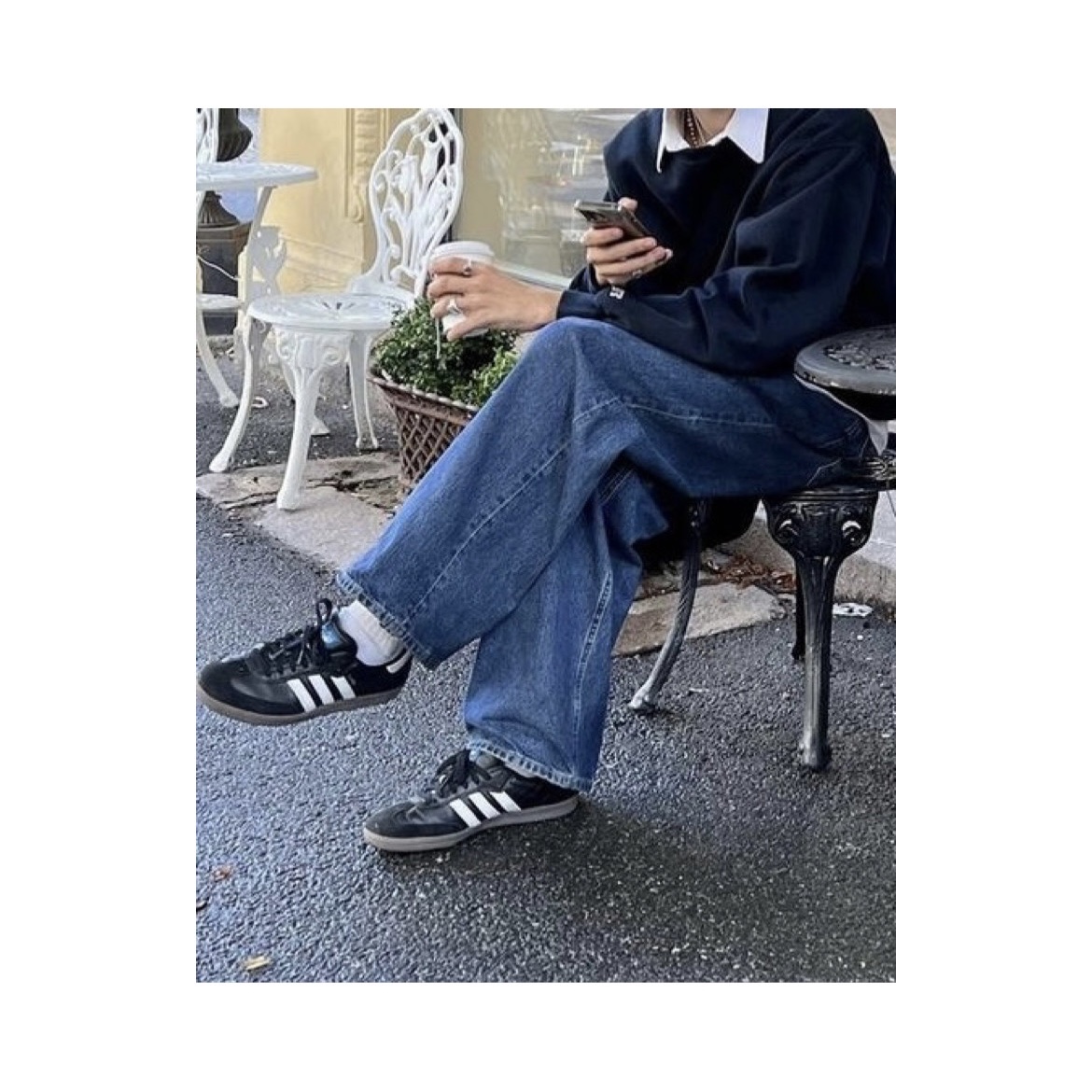 Adidas Samba ADV Black, Adidas Samba OG Black White Gum 착용 스타일 - 1