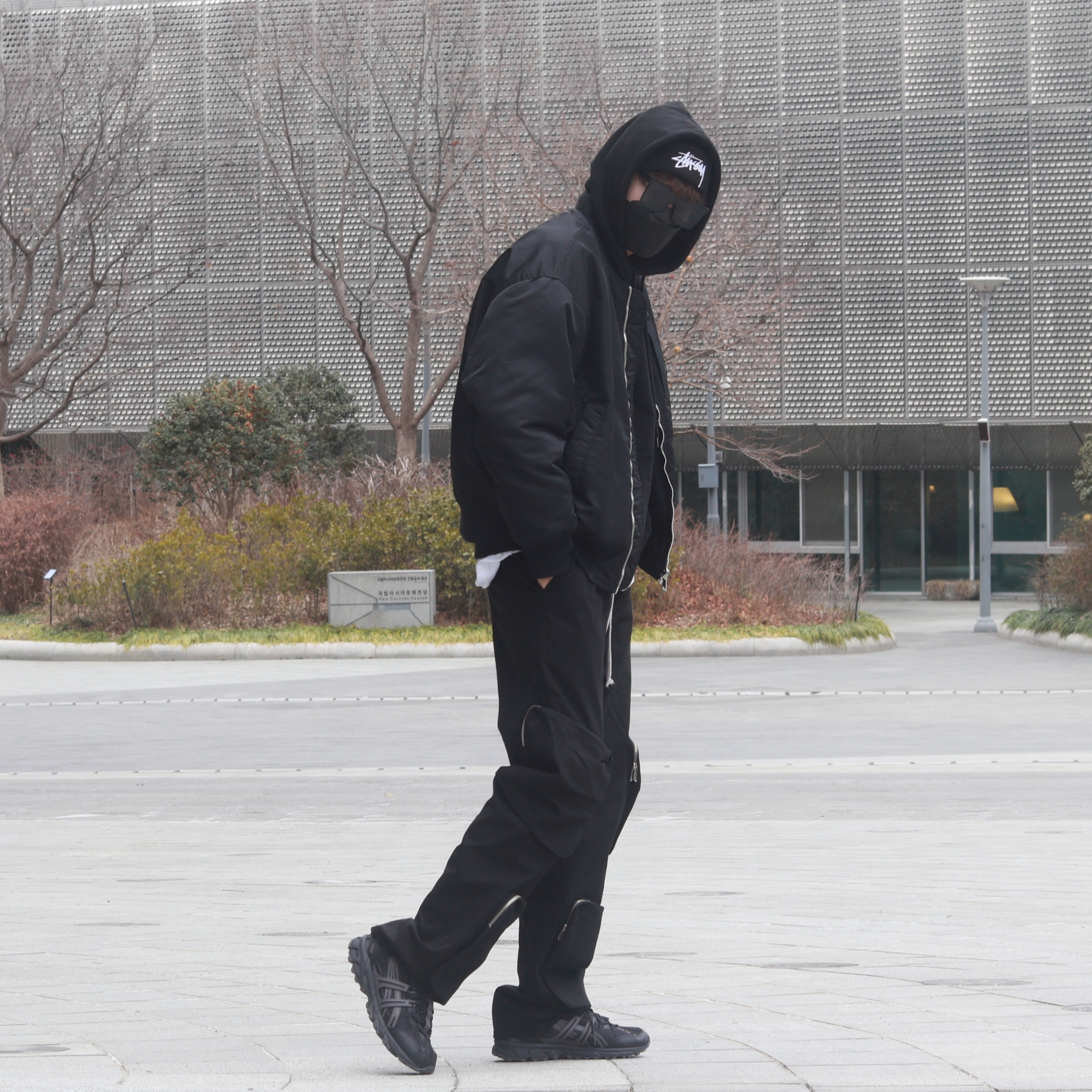 Stussy Big Stock Cuff Beanie Black, Asics Gel-Sonoma 15-50 Black Obsidian Grey 착용 스타일 - 5