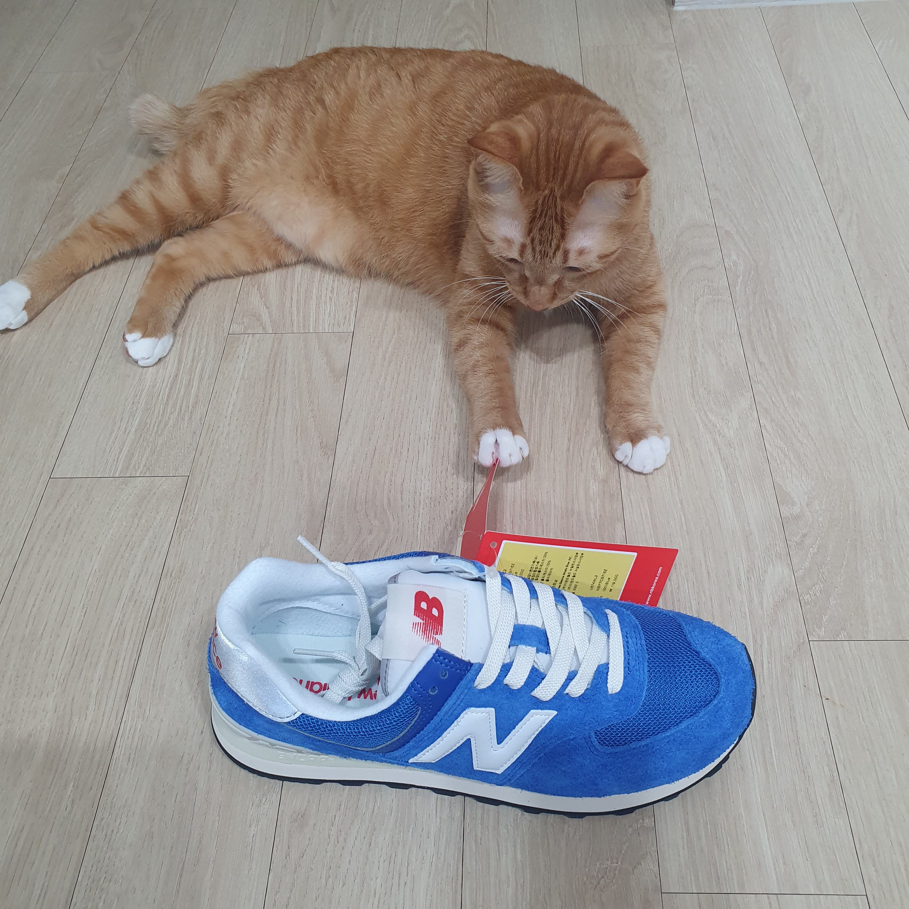 New Balance 574 Heritage Blue White 착용 스타일