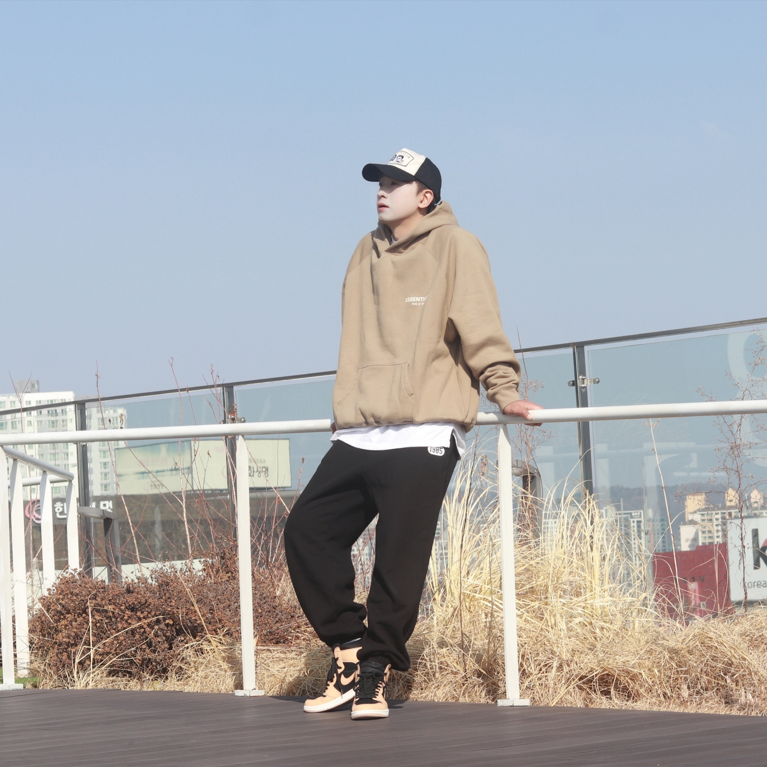 Jordan 1 Retro High OG Vachetta Tan, Essentials Hoodie Oak - 22SS 착용 스타일 - 5