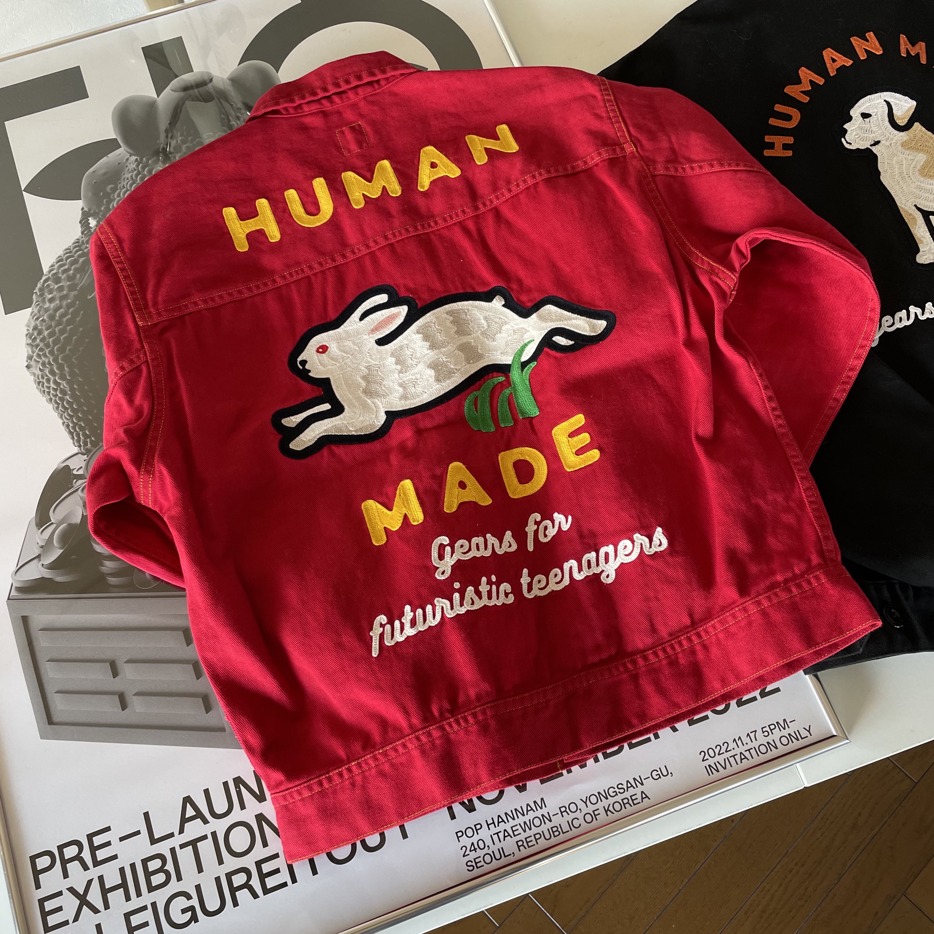 Human Made Rabbit Work Jacket Red 착용 스타일 - 2