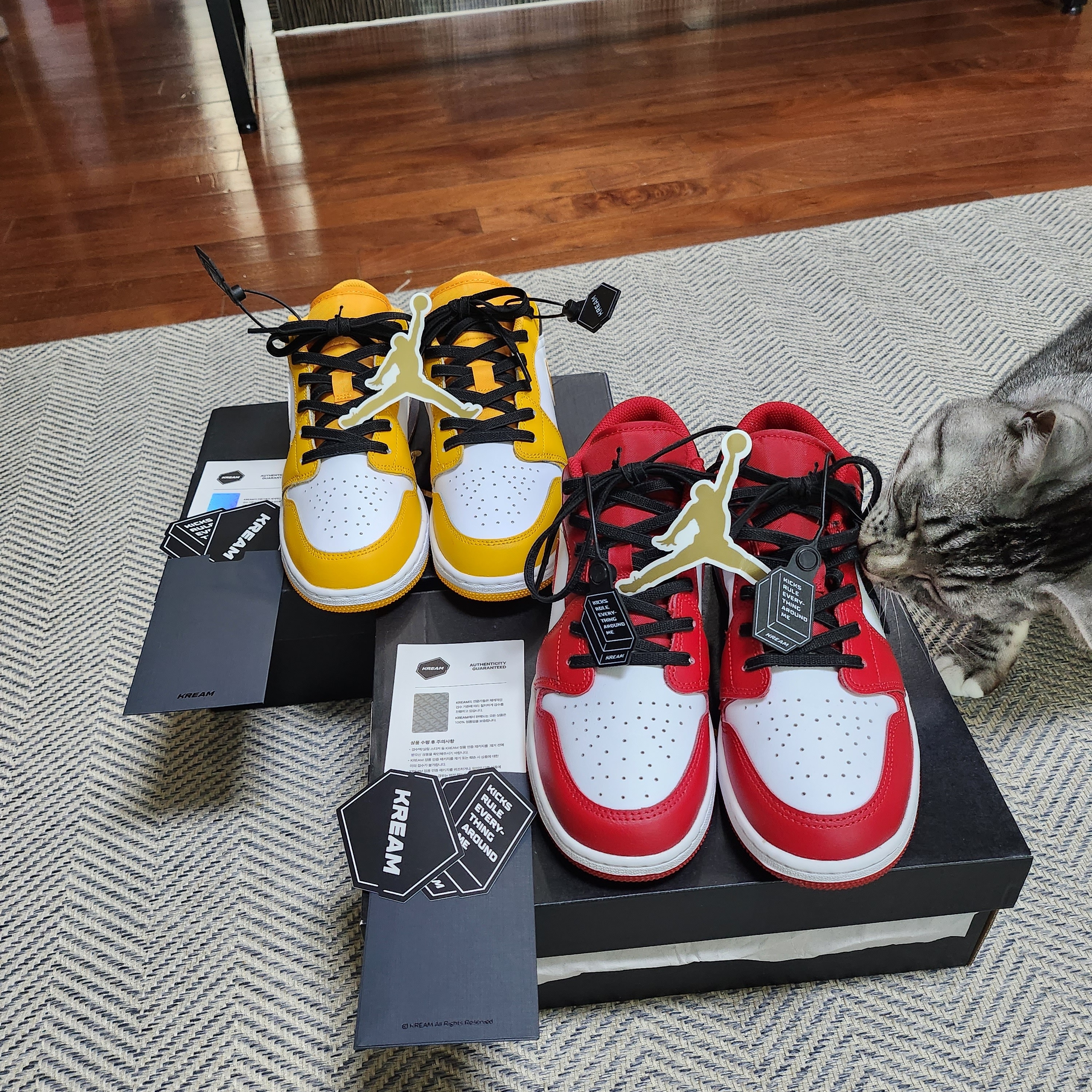 (GS) Jordan 1 Low White Gym Red Black, (GS) Jordan 1 Low Taxi 착용 스타일 - 2