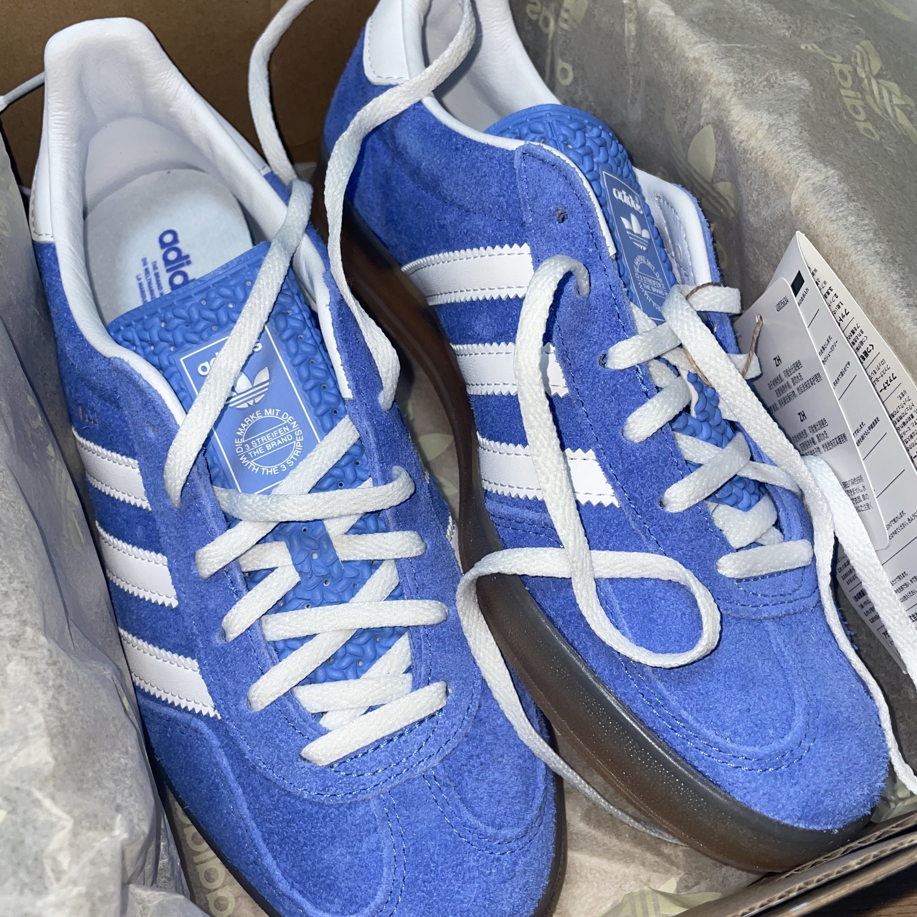 (W) Adidas Gazelle Indoor Blue Fusion Cloud White 착용 스타일