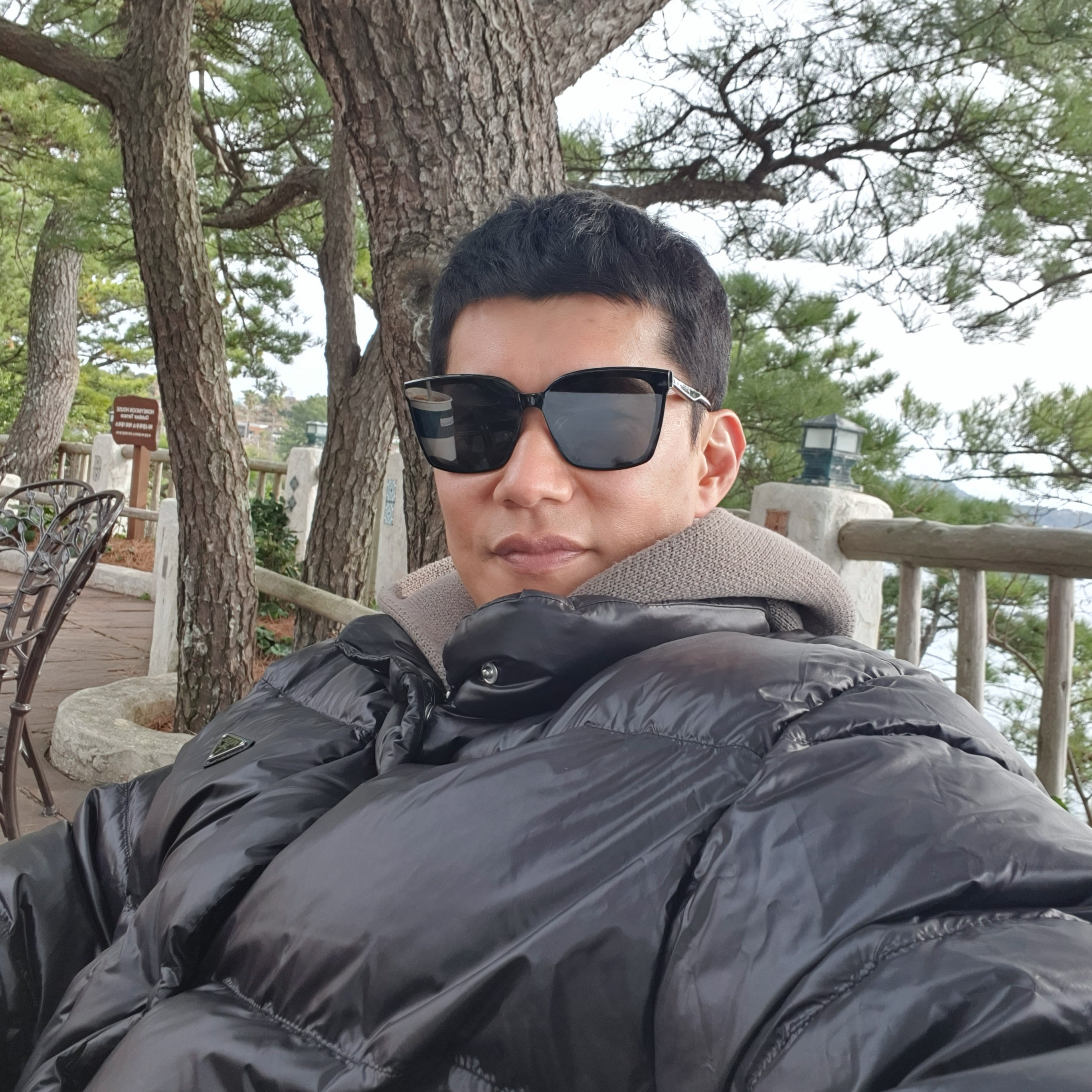 Prada Re-Nylon Down Jacket Black, Essentials Knit Hoodie Taupe - 20FW 착용 스타일