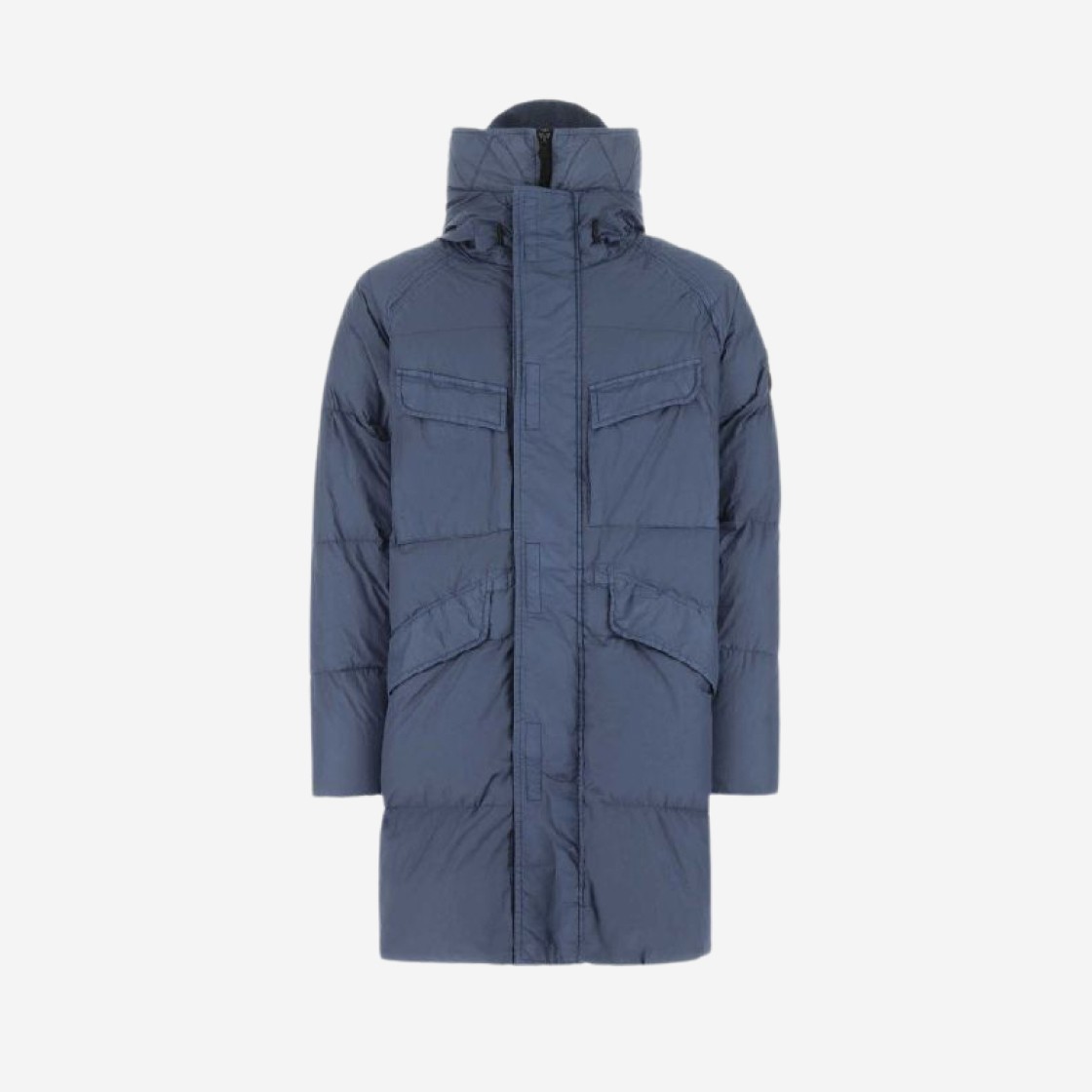 Stone Island 70123 Crinkle Reps Hooded Long Down Jacket Avio Blue - 22FW 상세 이미지 1