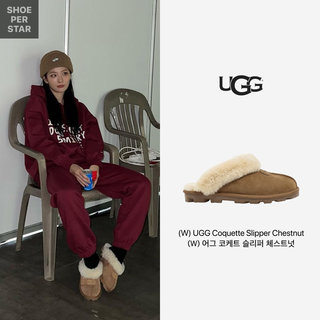 (W) UGG Coquette Slipper Chestnut, (W) UGG Classic Ultra Mini Boots Black 착용 스타일 - 2