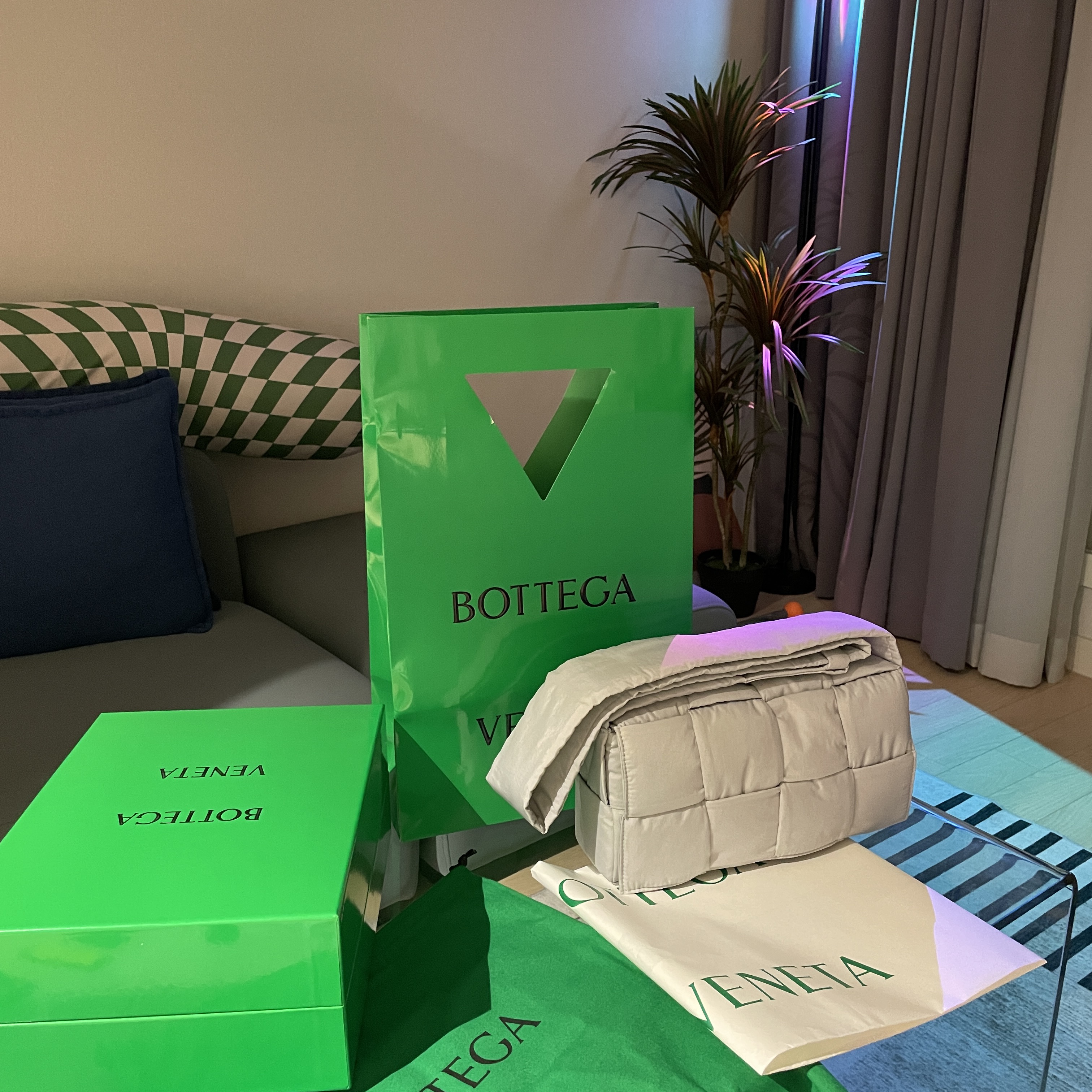 Bottega Veneta Padded Tech Cassette Frost 착용 스타일