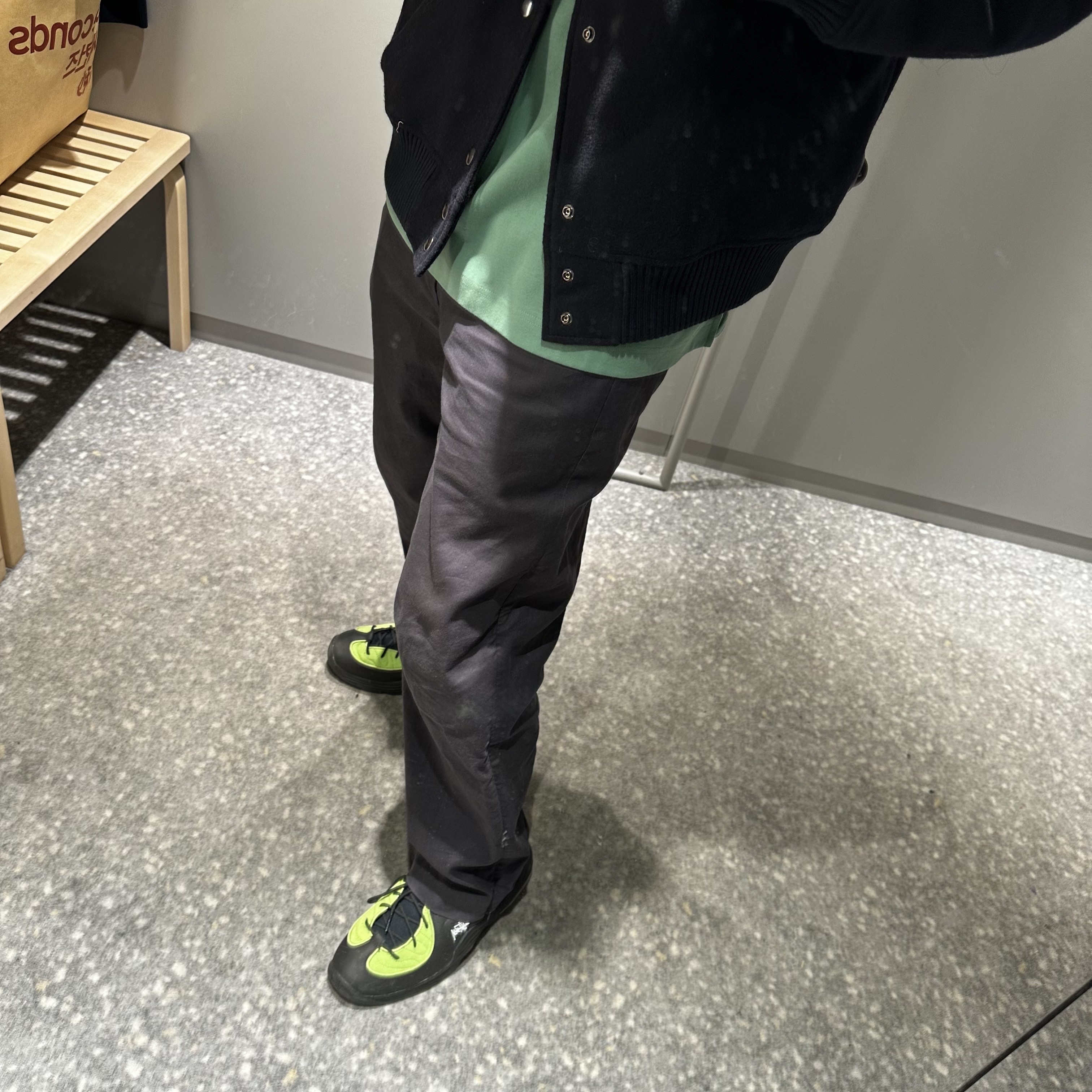 Nike x Stussy Air Penny II Vivid Green and Black 착용 스타일
