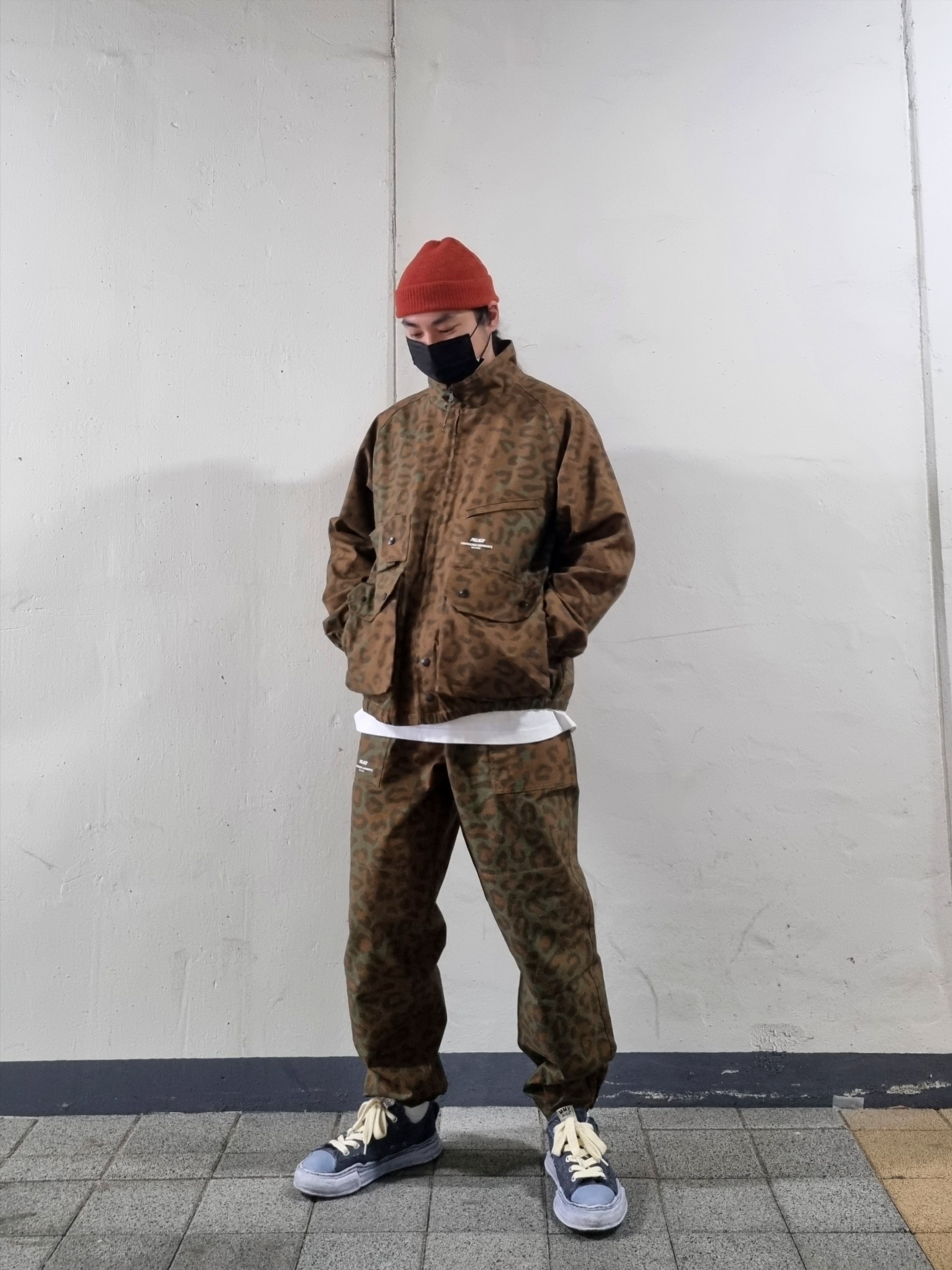 Palace x Engineered Garments Ripstop Washed Track Bottoms Cheetah - 22FW, Palace x Engineered Garments Ripstop Washed Track Jacket Cheetah - 22FW 착용 스타일