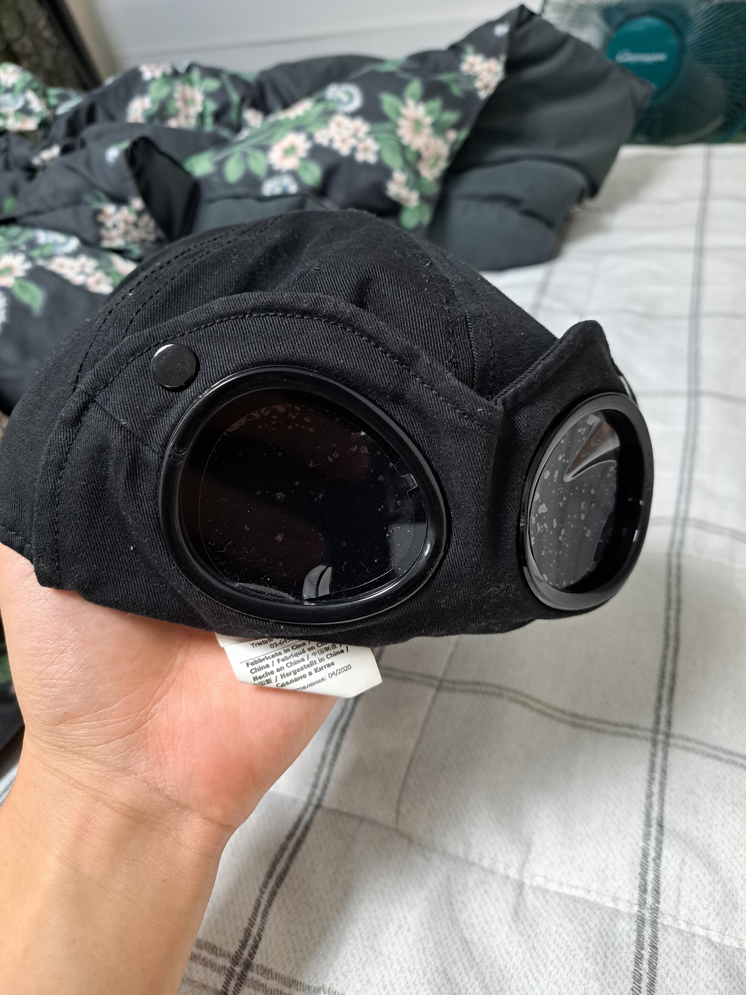 C.P. Company Gabardine Goggle Cap Black - 22SS 착용 스타일 - 2