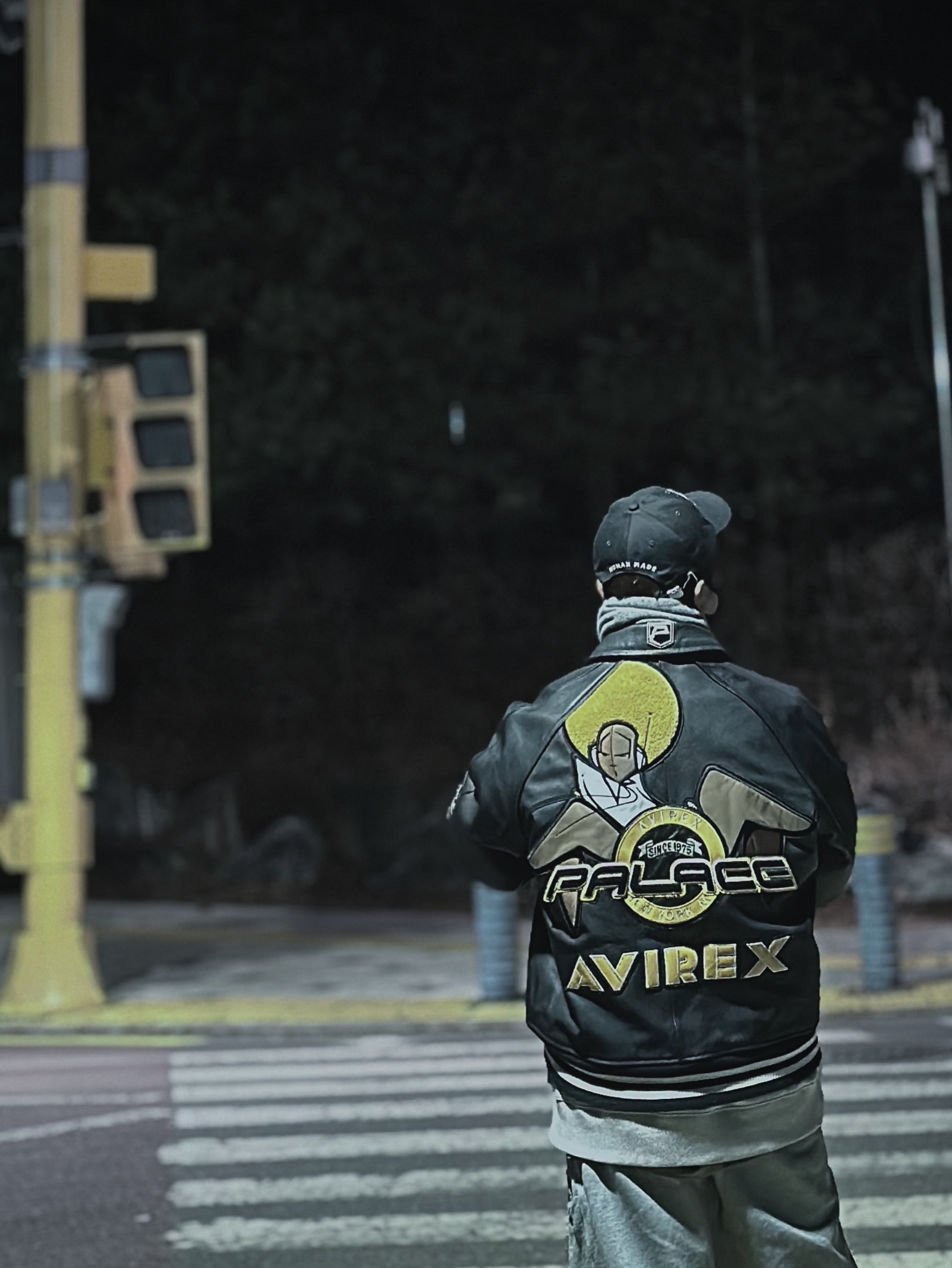Palace Zomby Avirex Jacket Black - 21FW, Human Made 6-Panel Twill Cap #4 Black 착용 스타일