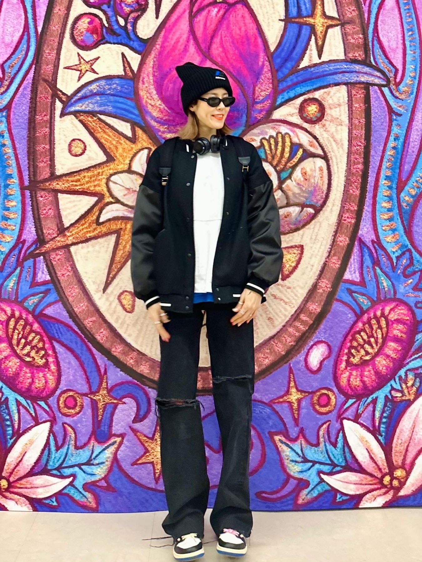Ader Error x Zara Beanie Black, Zara x Ader Error Premium Cotton Long Sleeve T-Shirt White 착용 스타일 - 1
