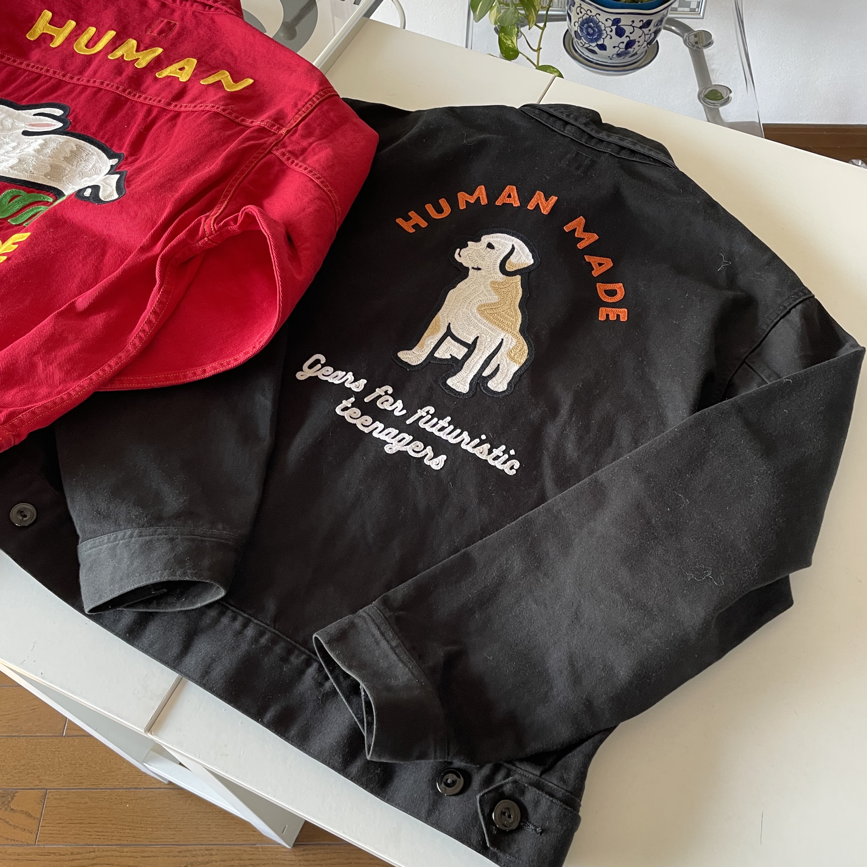 Human Made Rabbit Work Jacket Red 착용 스타일 - 3