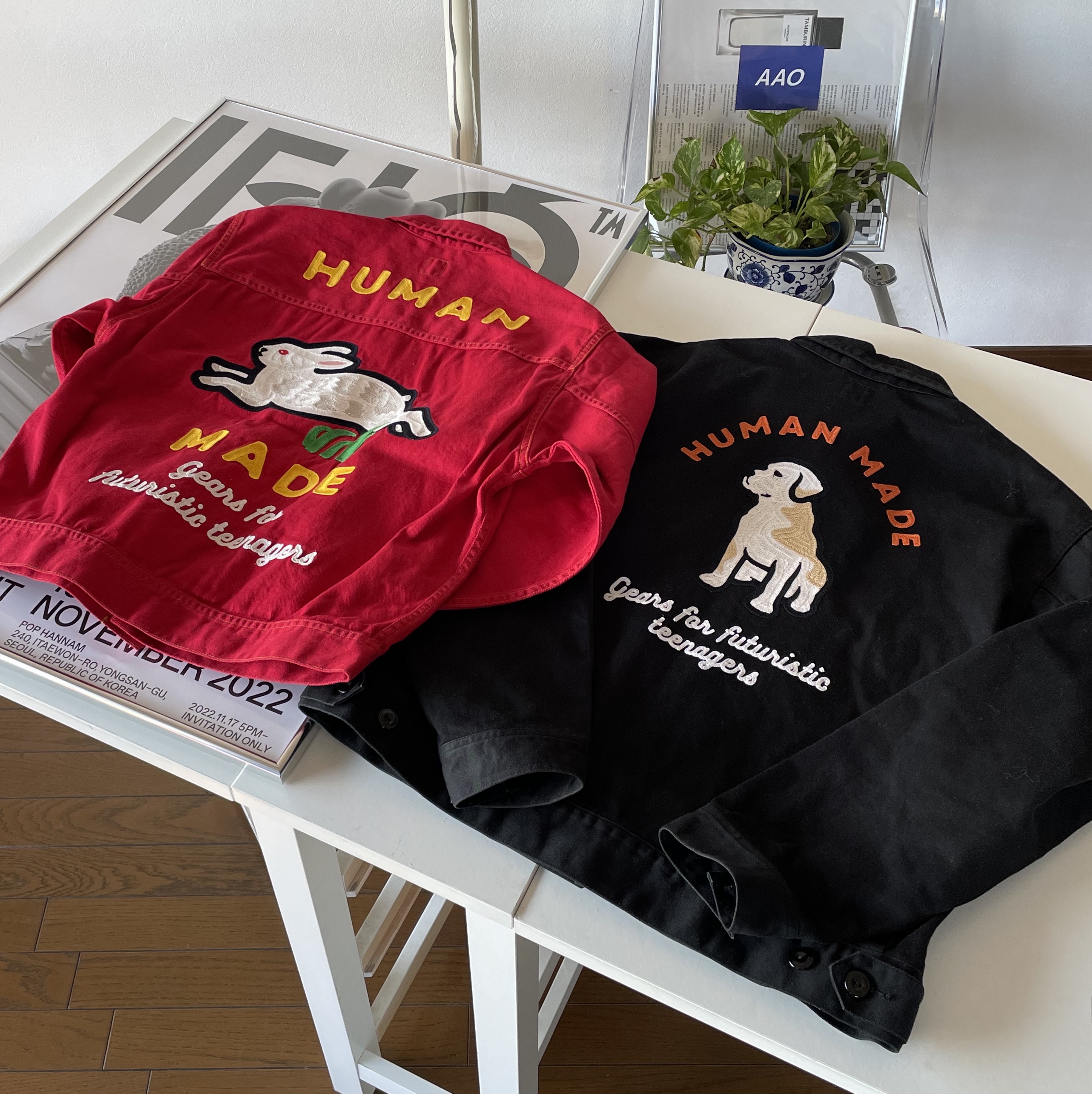 Human Made Rabbit Work Jacket Red 착용 스타일 - 1