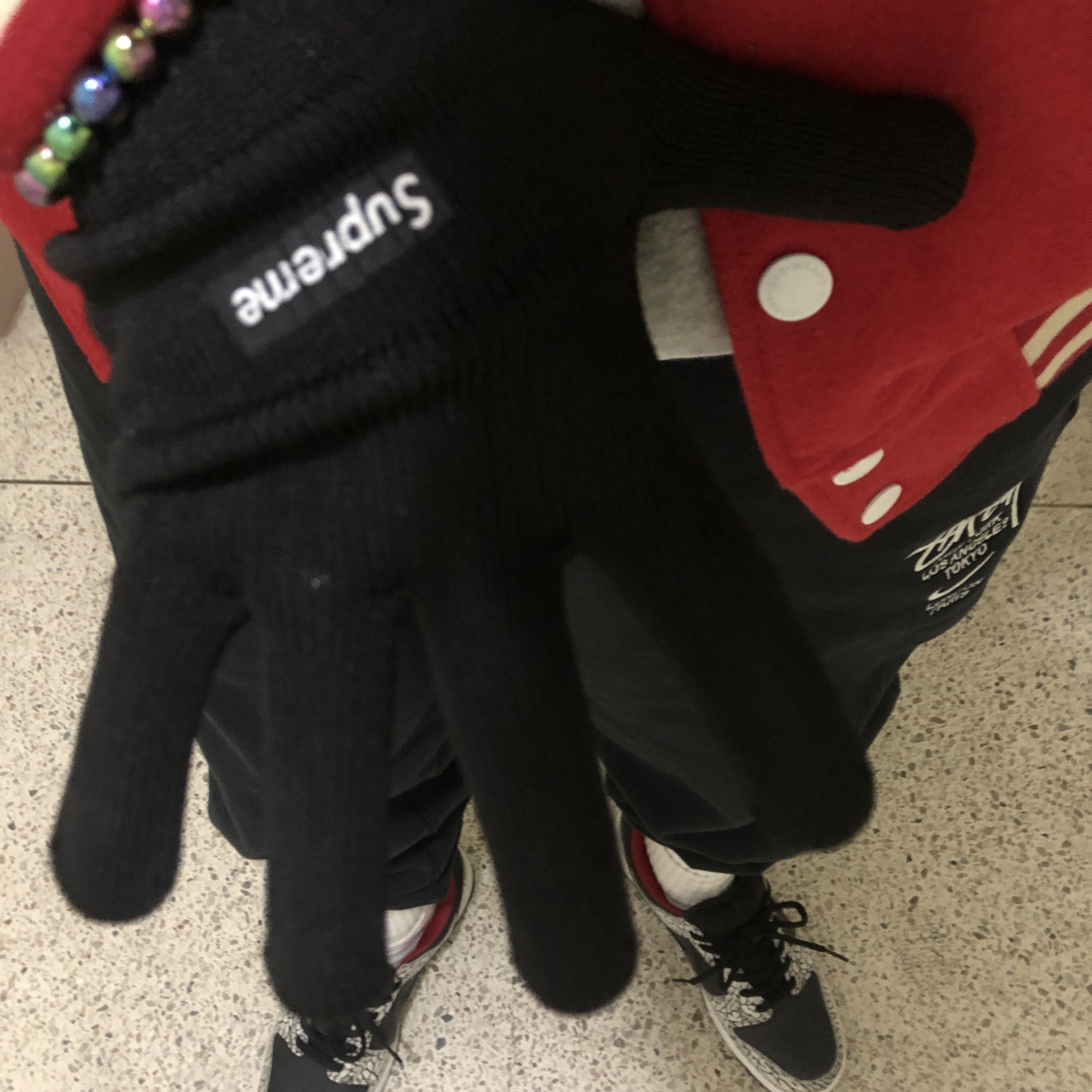 Supreme Fox Racing Bomber LT Gloves Black - 18SS, Supreme x Nike Vapor Jet 4.0 Football Gloves Black - 18FW 착용 스타일