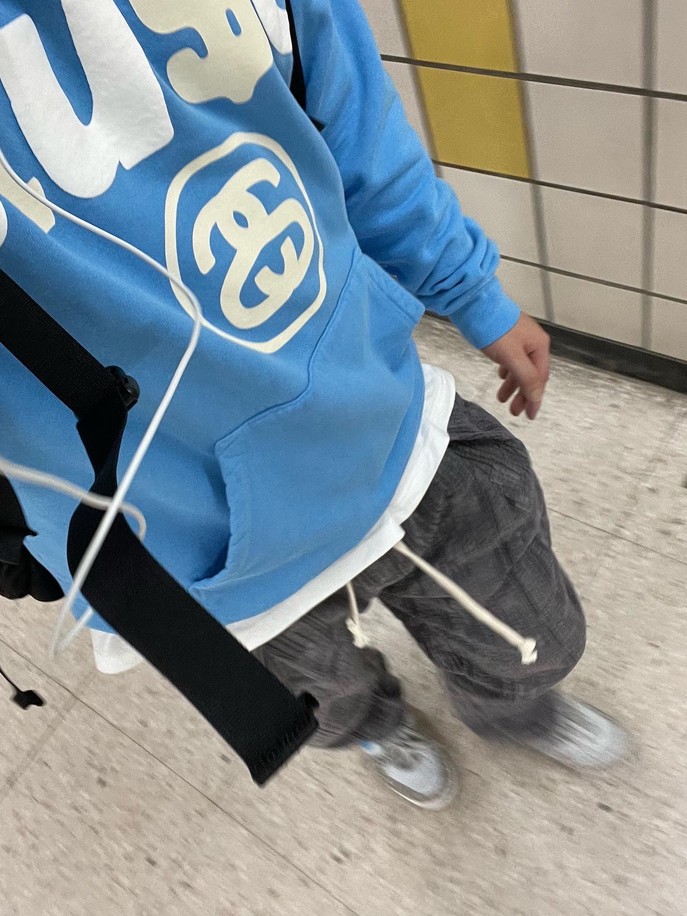 Stussy x Cactus Plant Flea Market 8 Ball Pigment Dyed Hoodie Blue, Nike Air Force 1 '07 PRM Pure Platinum 착용 스타일