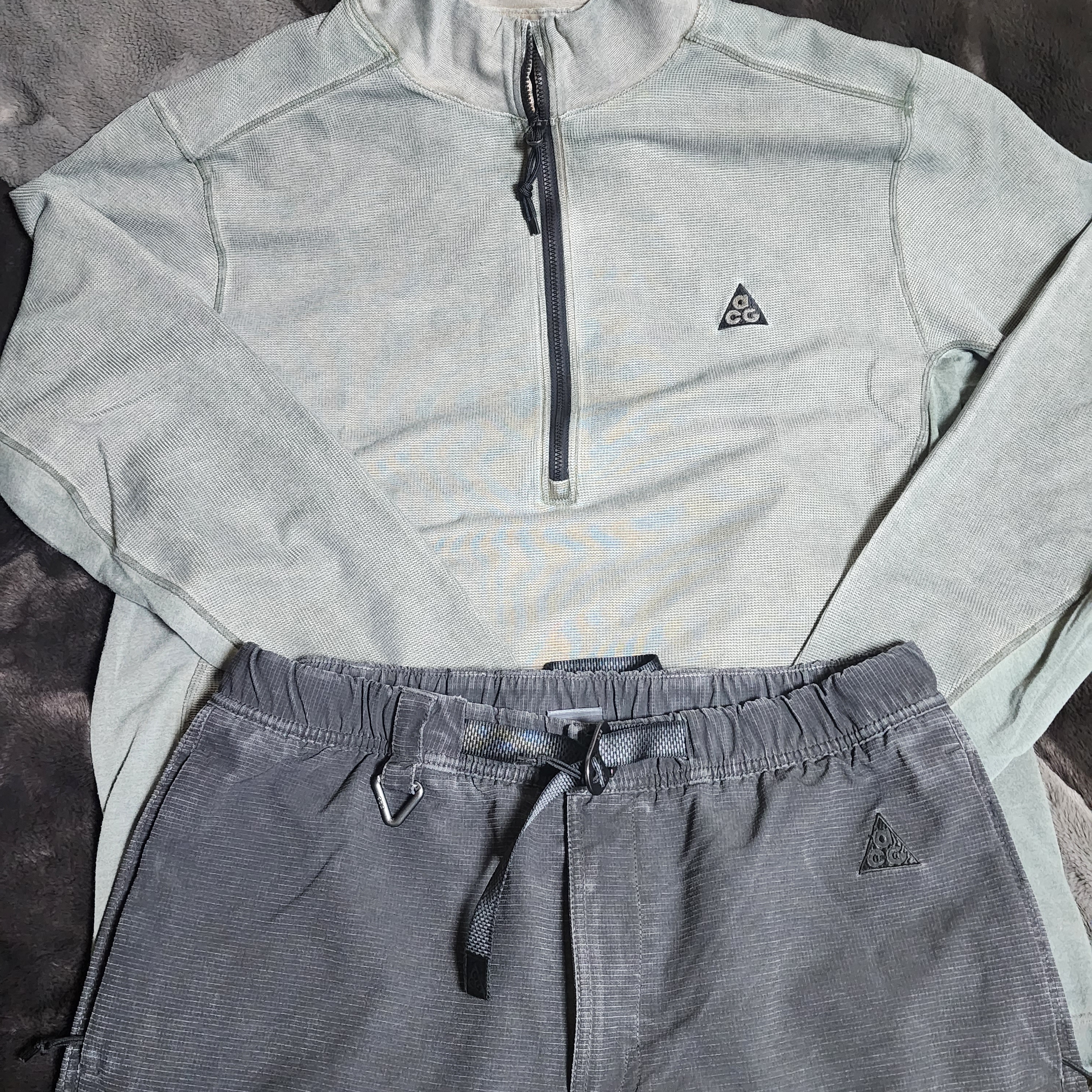 Nike NRG Dri-Fit ACG ADV Steeple Rock Half Zip Base Layer Cargo Khaki - Asia 착용 스타일 - 1