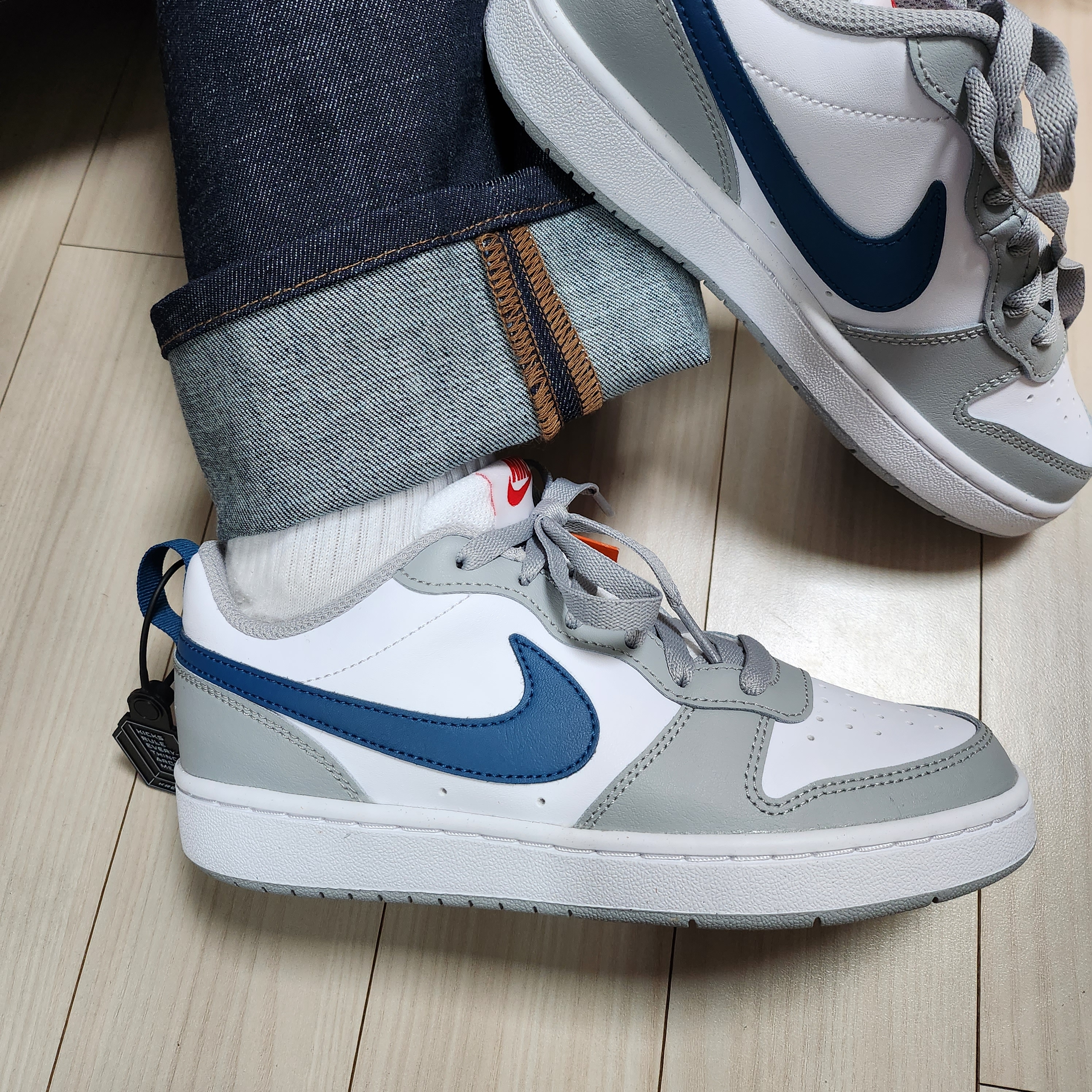 (GS) Nike Court Borough Low 2 Light Smoke Grey 착용 스타일