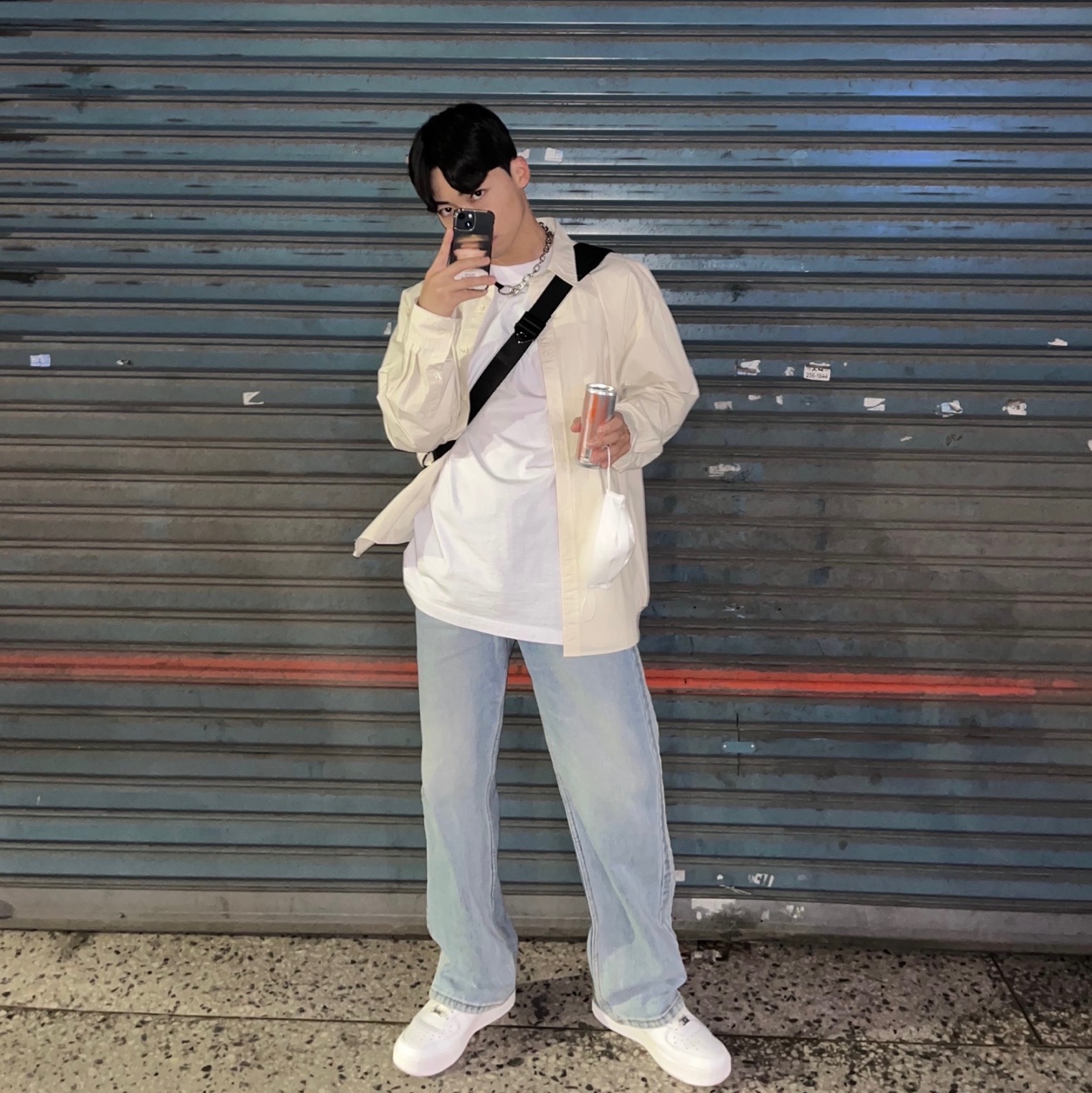 Our Legacy Ladon Brass Keychain Matte Nickel, Nike Air Force 1 '07 Low White 착용 스타일