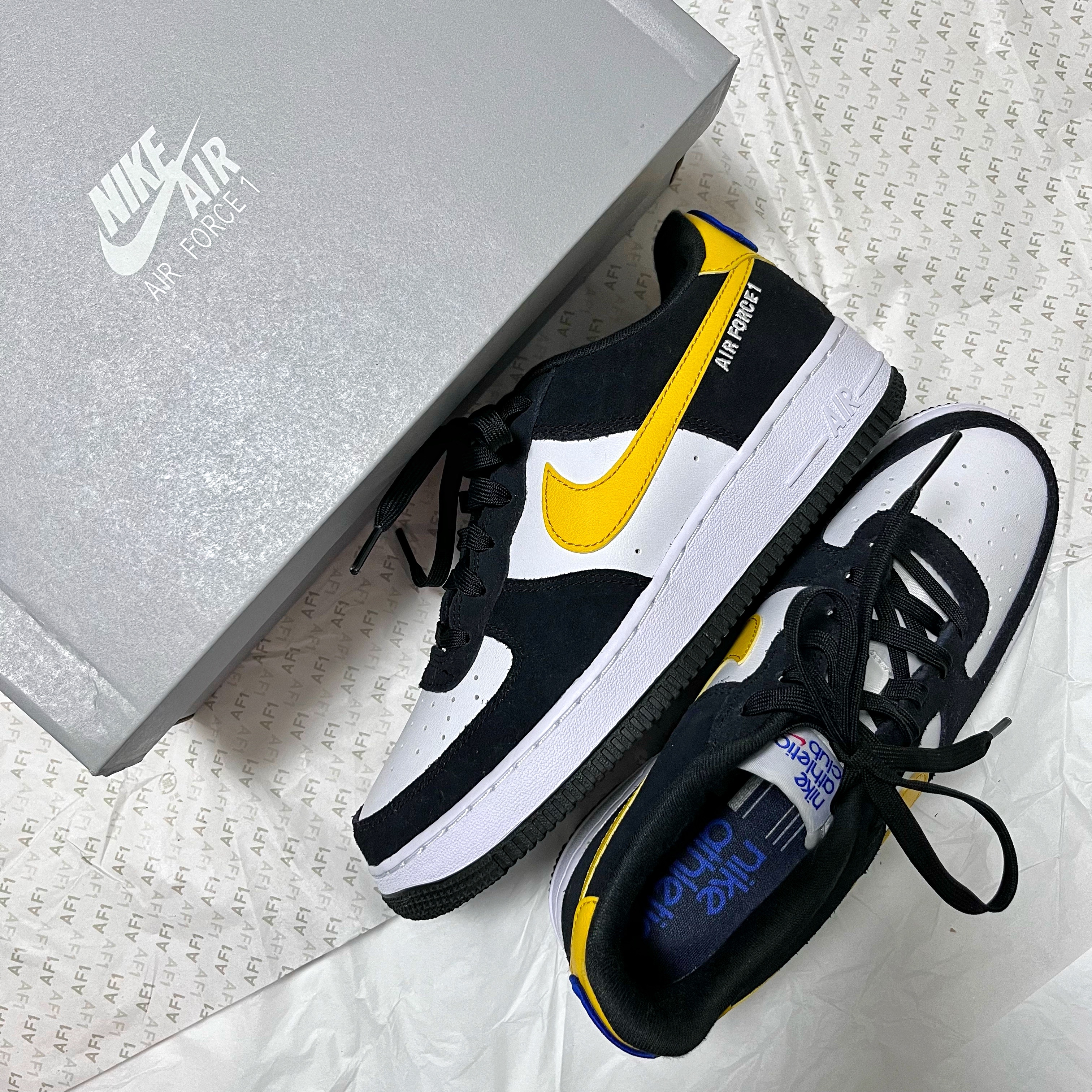 (GS) Nike Air Force 1 LV8 Athletic Club Black Dark Sulfur 착용 스타일
