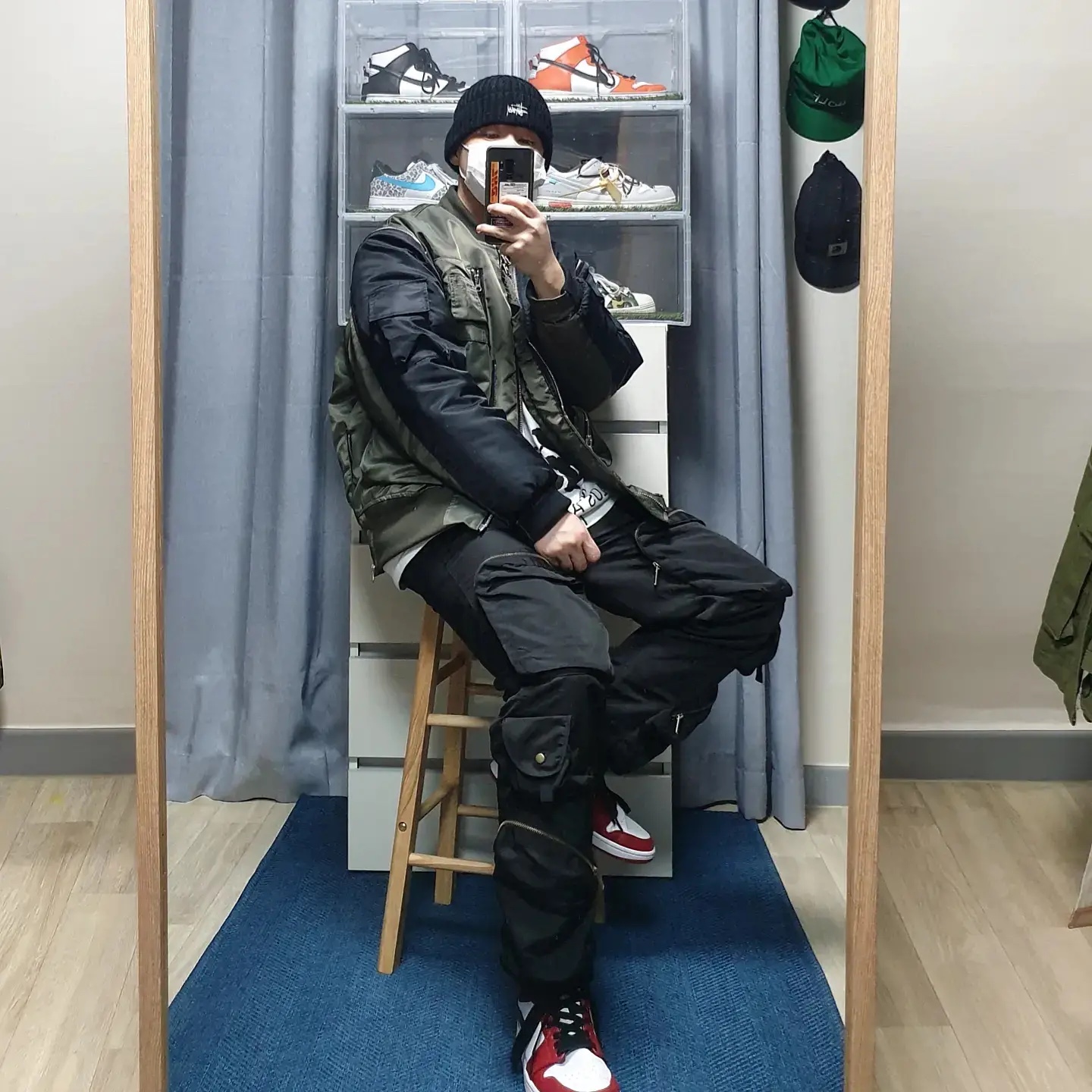 Jordan 1 Mid Chicago 2020, Stussy x Takahiromiyashita The Soloist 40 WT T-Shirt 착용 스타일 - 1