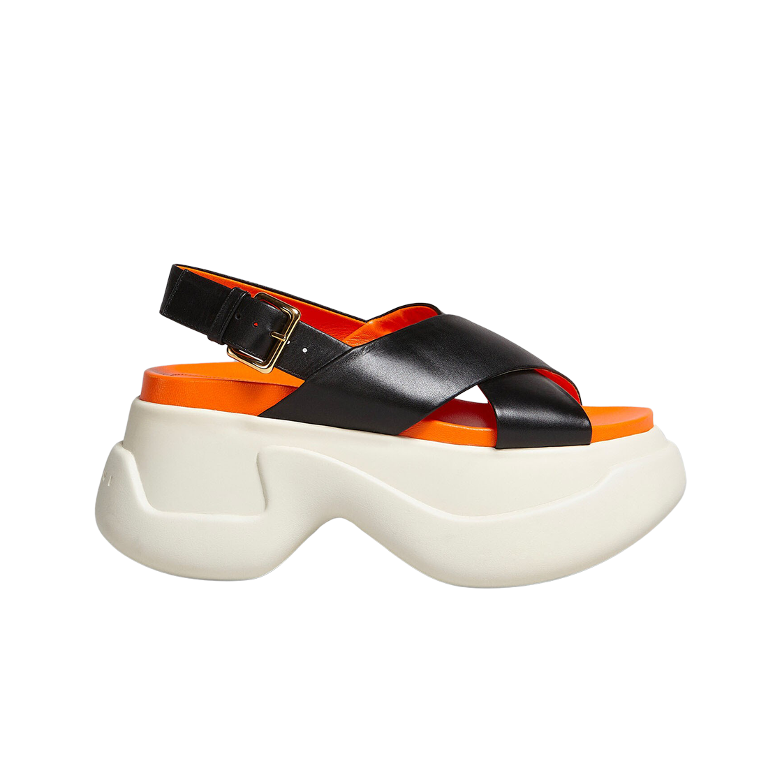 (W) 마르니 레더 크리스크로스 샌들 블랙((W) Marni Leather Criss-Cross Sandal Black)