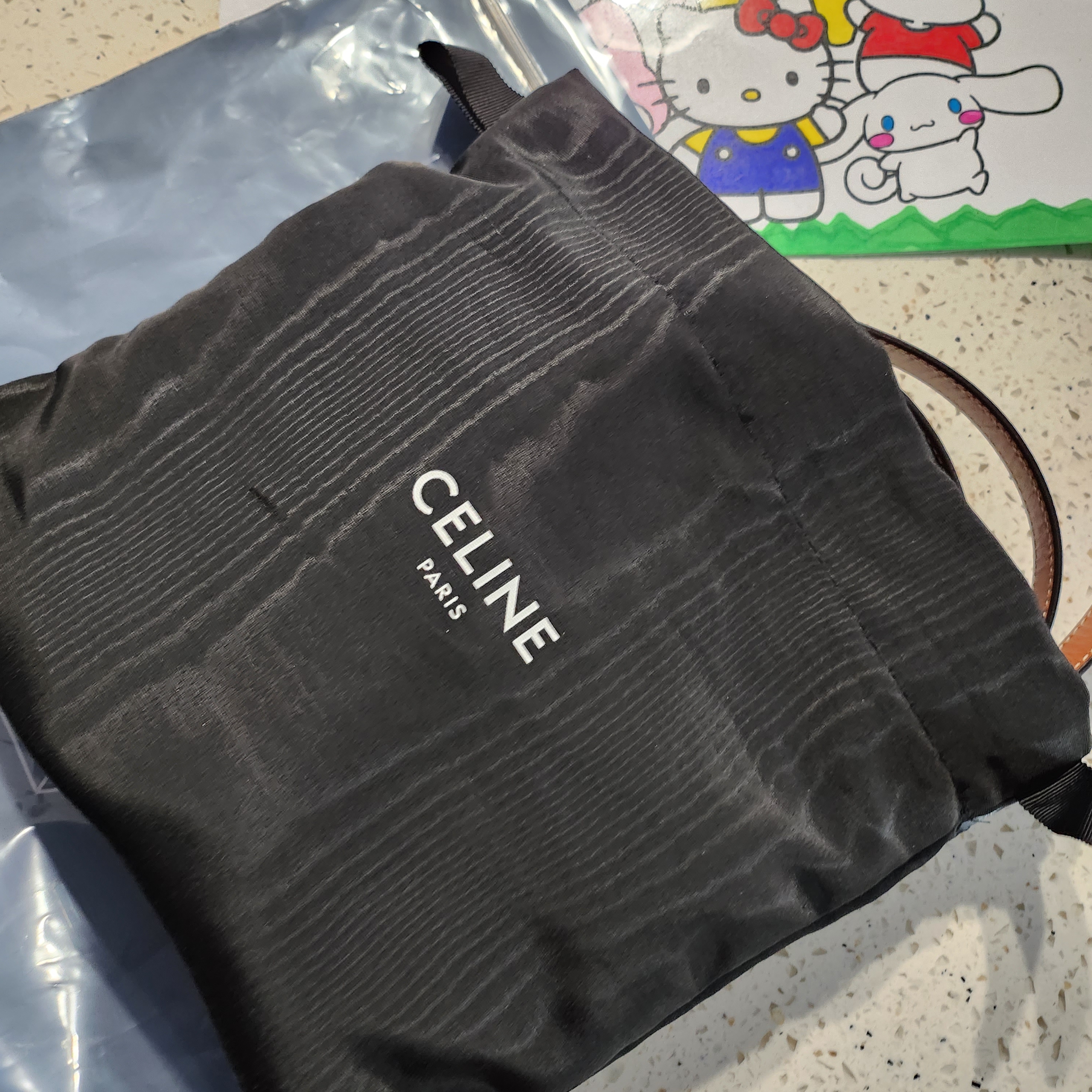 Celine Mini Besace in Triomphe Canvas and Calfskin Tan 착용 스타일 - 2