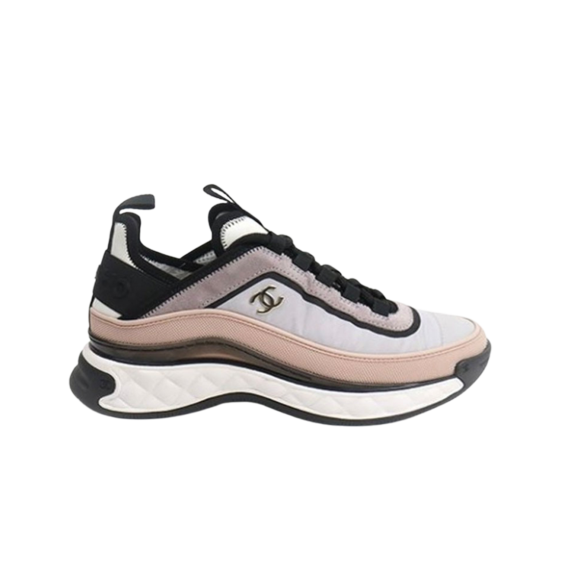 (W) 샤넬 믹스드 파이버 스니커즈 패브릭 스웨이드 카프스킨 & 라이트 그레이 라이트 핑크 그레이((W) Chanel Mixed Fibers Sneakers Fabric Suede Calfskin & Light Grey Light Pink Grey) - 1