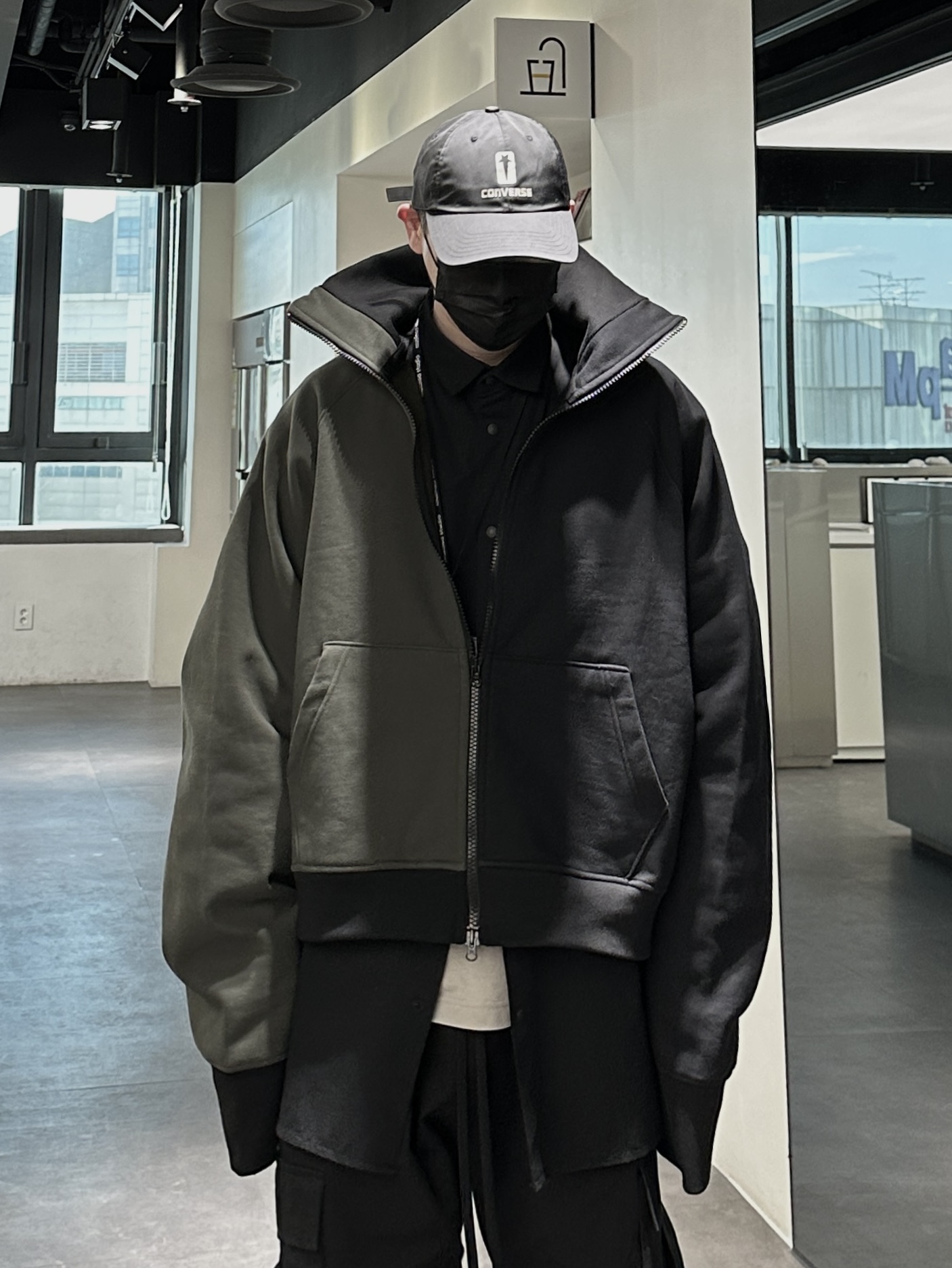 Converse x Drkshdw Turbowpn Black Cream, Converse x Drkshdw Dad Cap Black 착용 스타일 - 3
