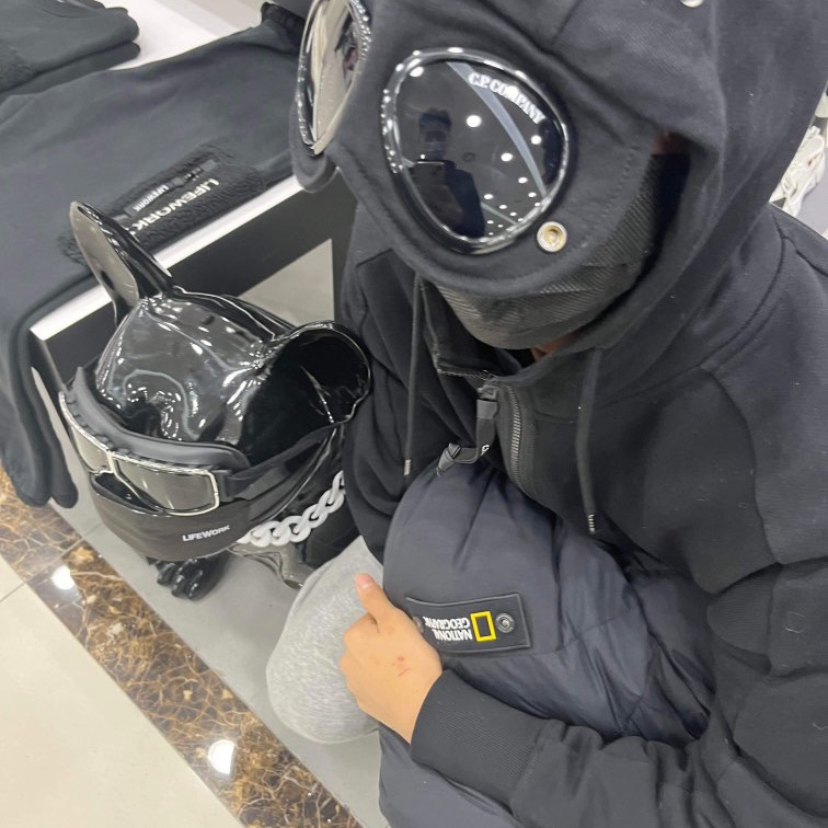 C.P. Company Diagonal Raised Fleece Goggle Hoodie Black - 22FW 착용 스타일