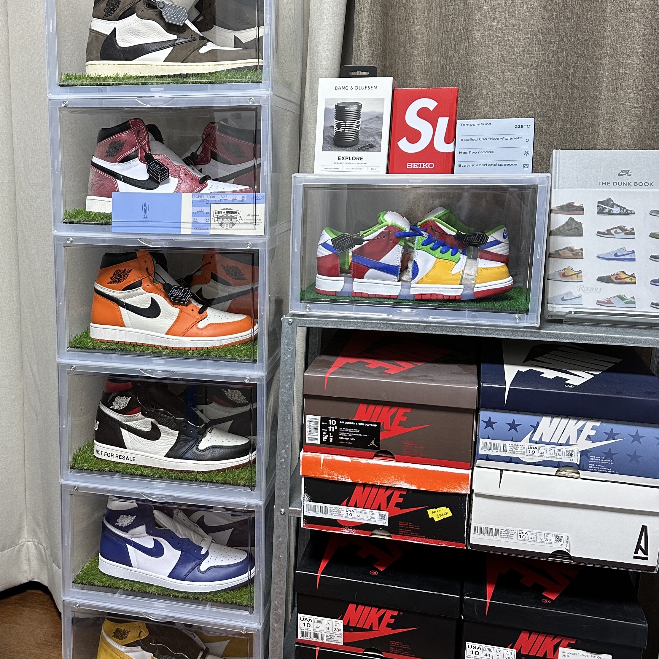 Jordan 1 Retro High OG Reverse Shattered Backboard, Nike SB Dunk Low Sandy 착용 스타일