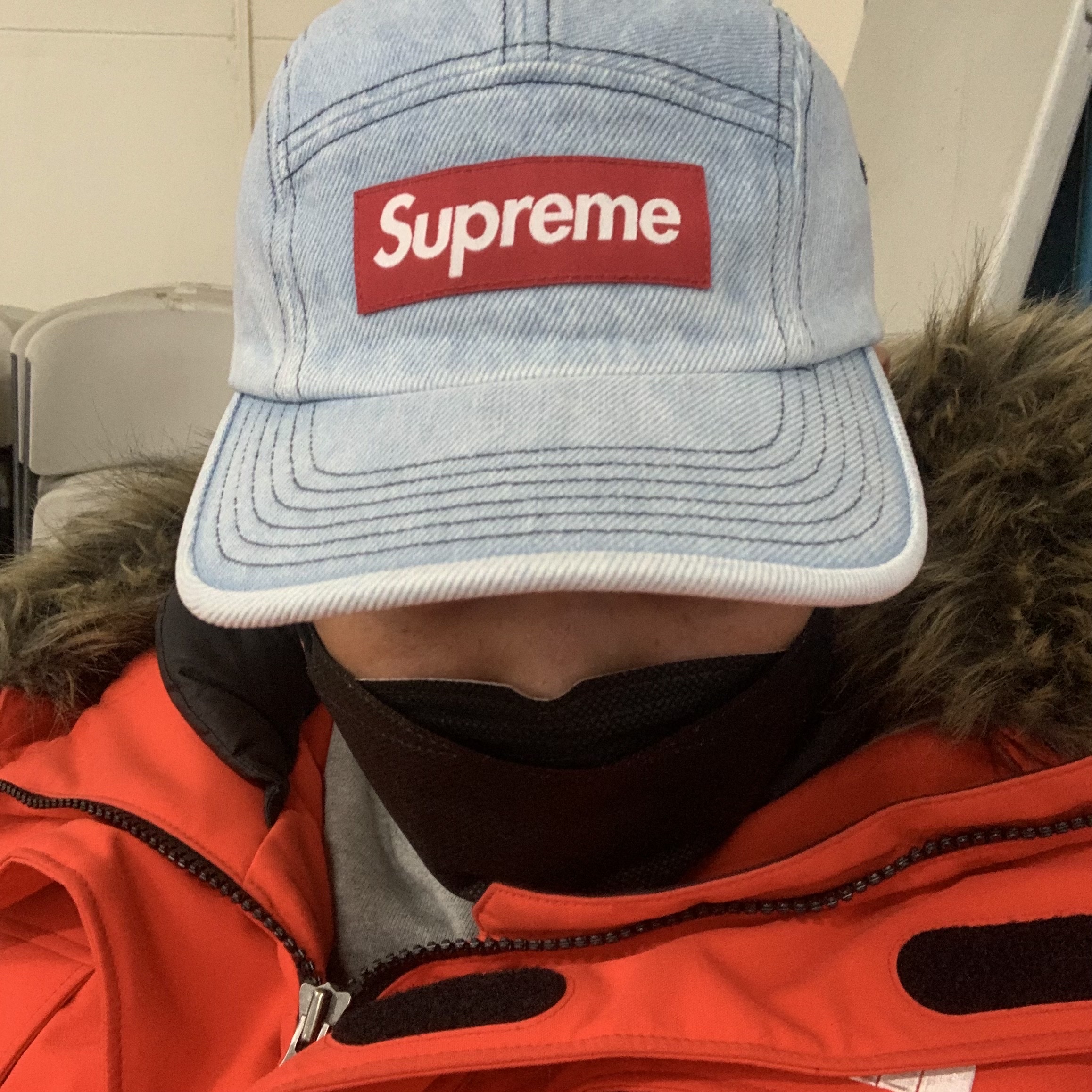 Supreme Denim Camp Cap Washed Blue - 22FW 착용 스타일