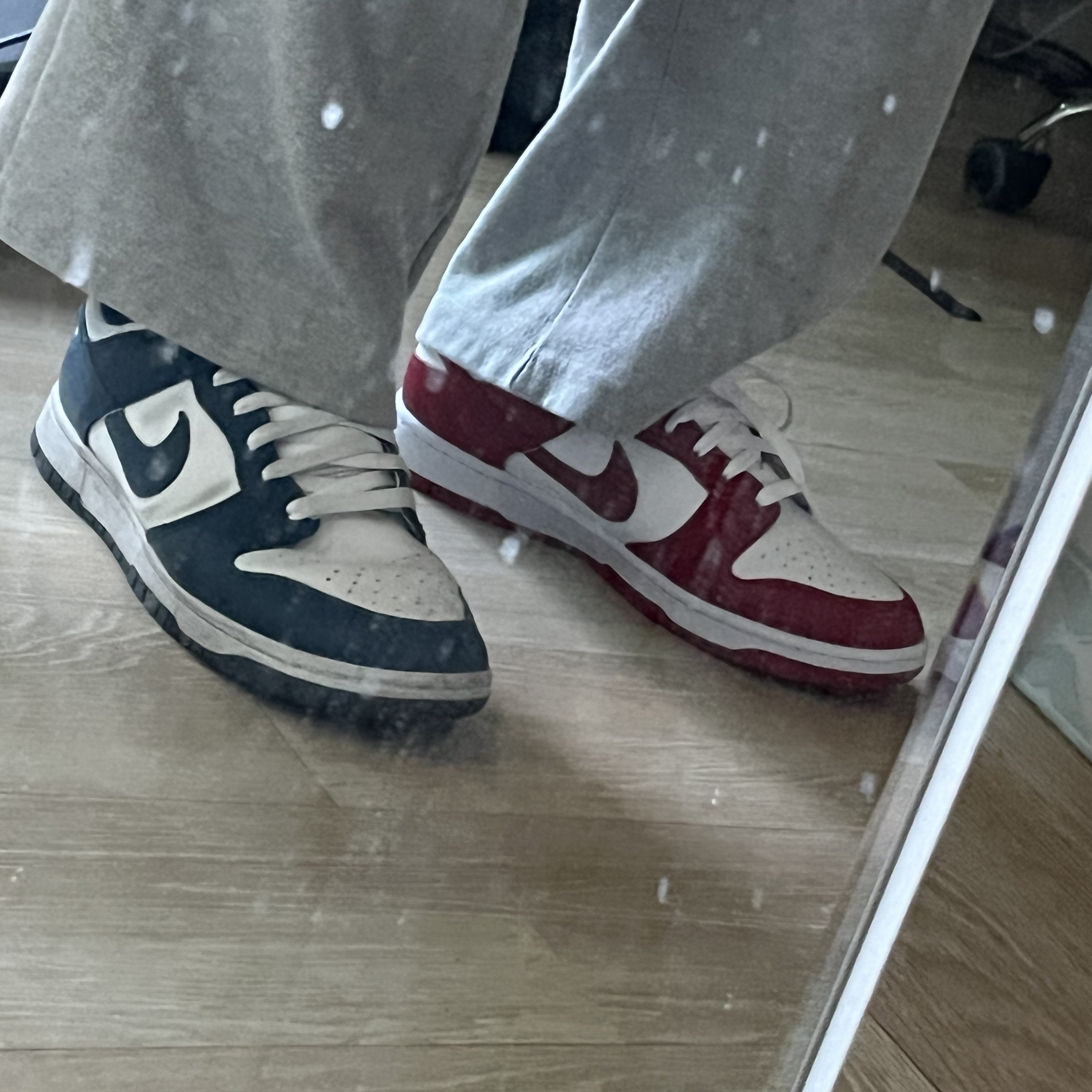 Nike Dunk Low Retro Valerian Blue, Nike Dunk Low Retro Gym Red 착용 스타일